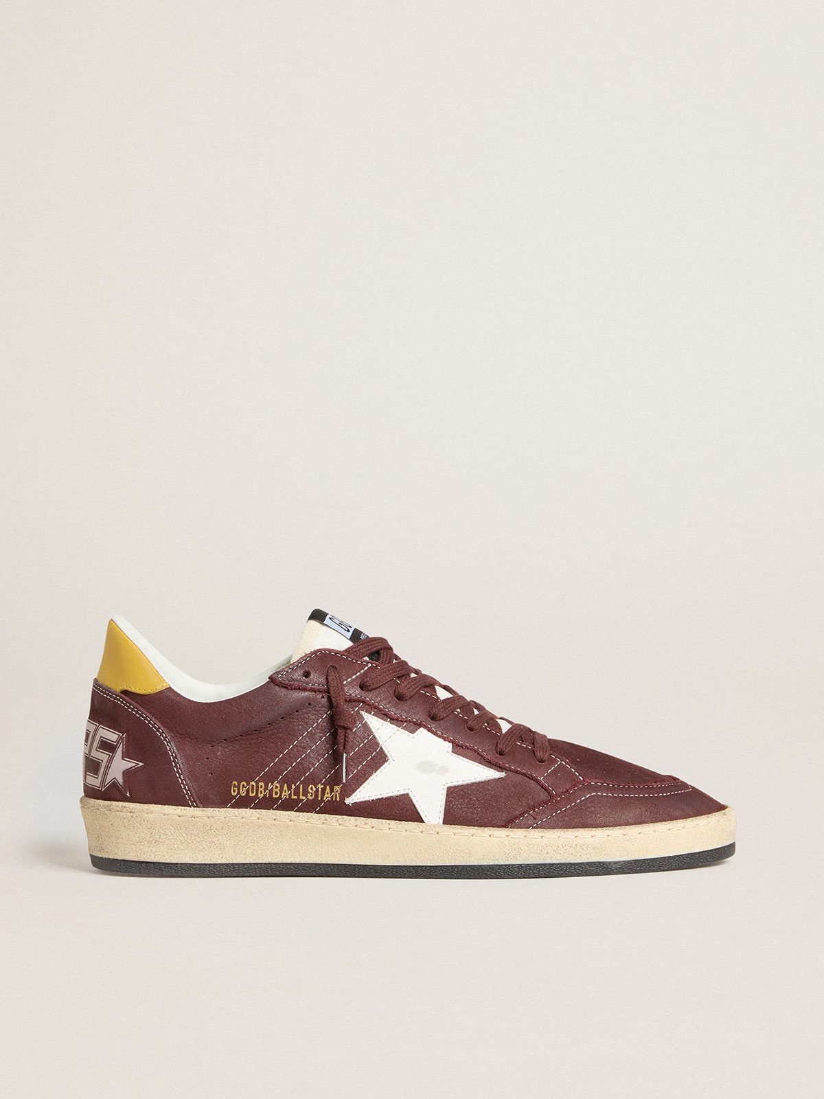 Golden Goose Men's Ball Star in chocolate nubuck with leather star and heel tab