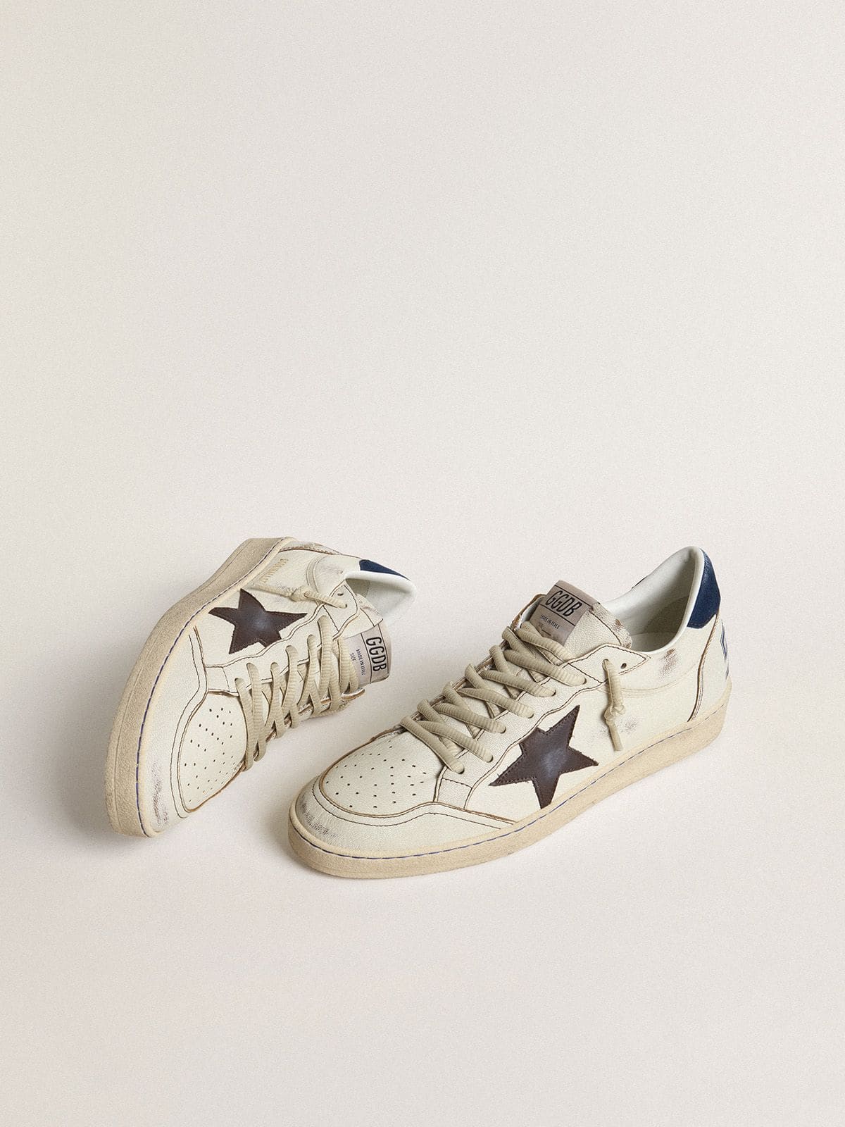 Golden Goose Ball Star with black star and blue suede heel tab