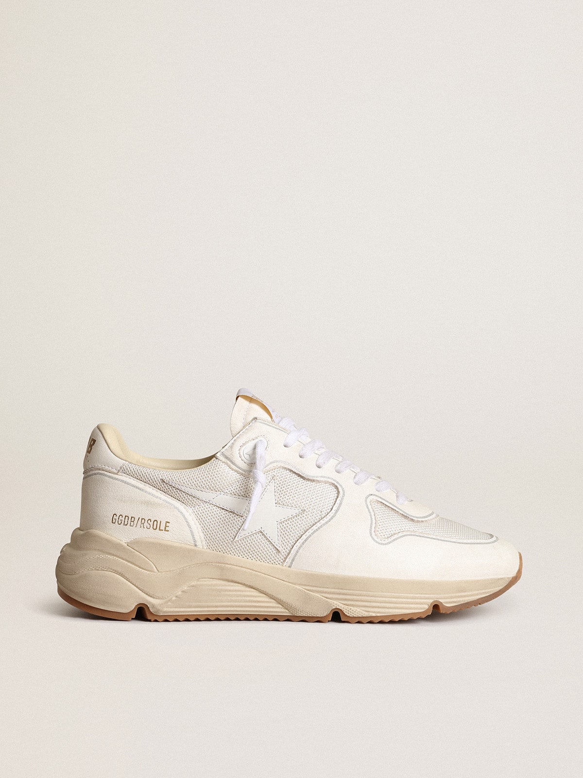 Golden Goose Men's Running Sole in mesh and white nappa