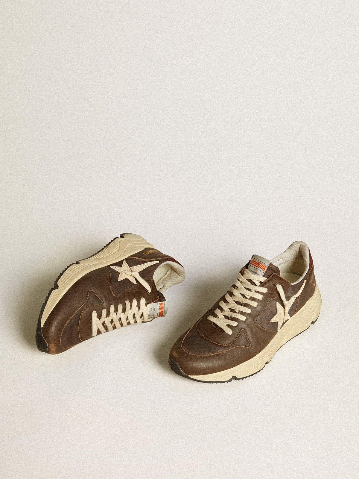 Golden Goose Running Sole in nylon and leather with TPU star and nubuck heel tab