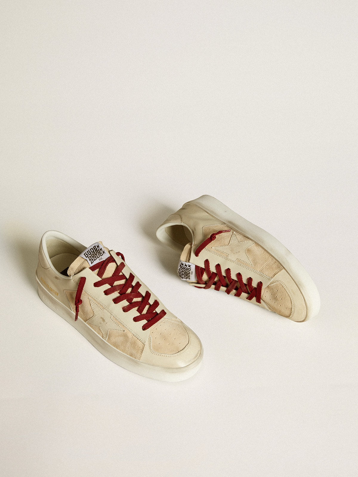 Golden Goose Men’s Stardan LTD in suede with patent white leather star and heel tab