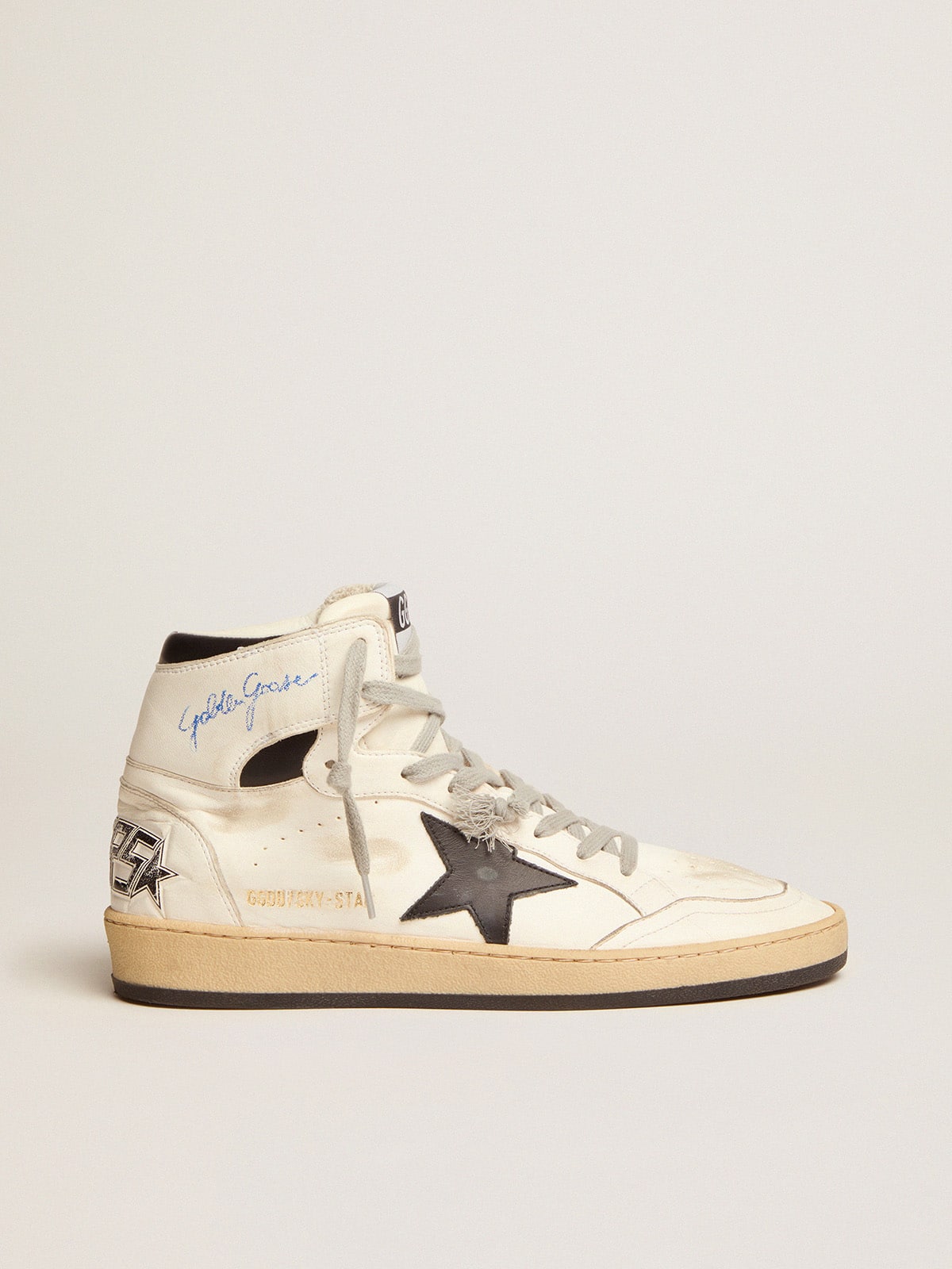 Golden Goose Sky-Star in white leather with black leather star