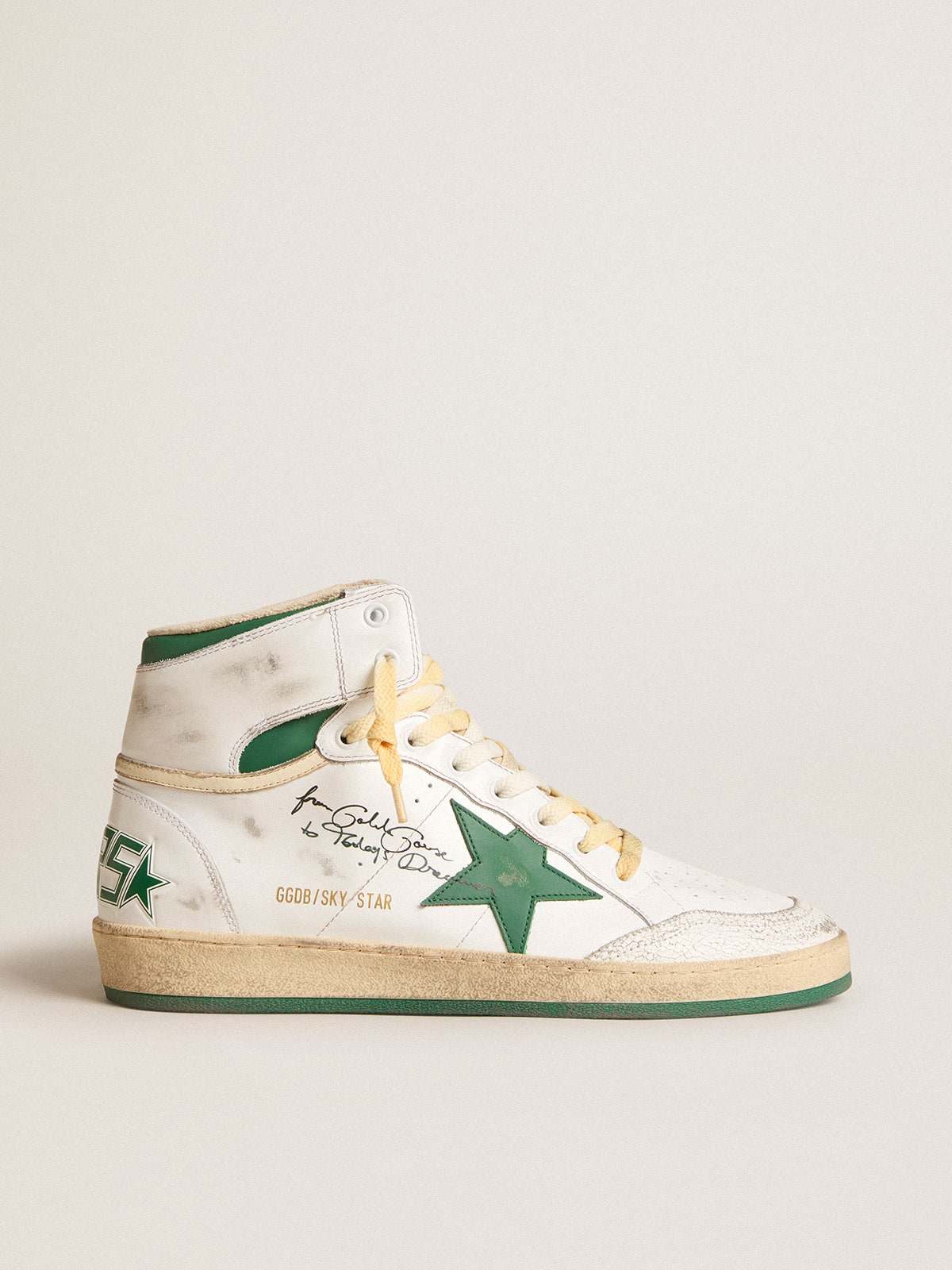 Golden Goose Sky-Star in white leather with green leather star