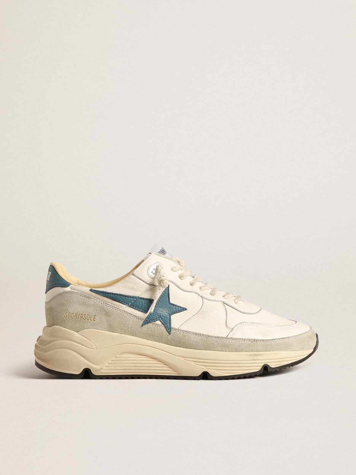 Golden Goose Running Sole in nappa with blue leather star and suede insert