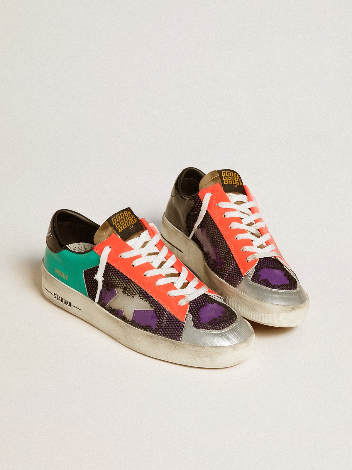 Golden Goose Men's Stardan LAB in patent leather and mesh with rubber star