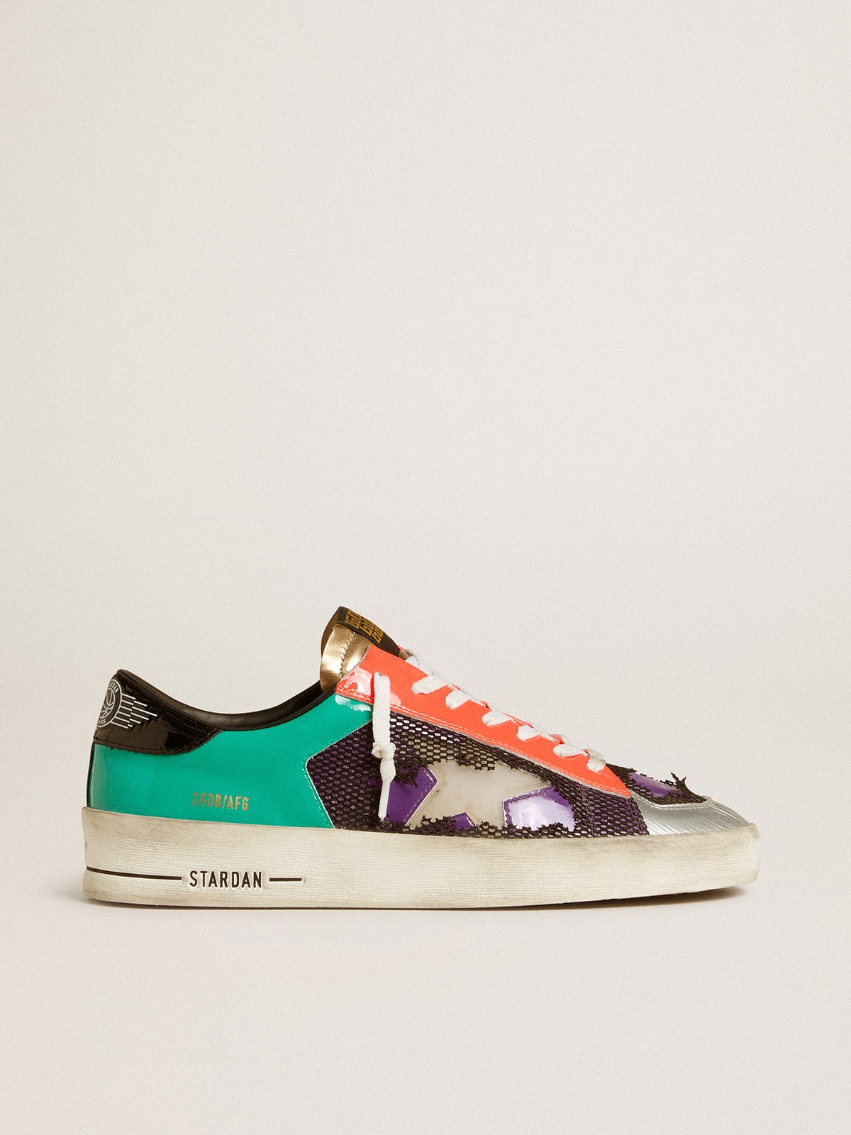 Golden Goose Men's Stardan LAB in patent leather and mesh with rubber star