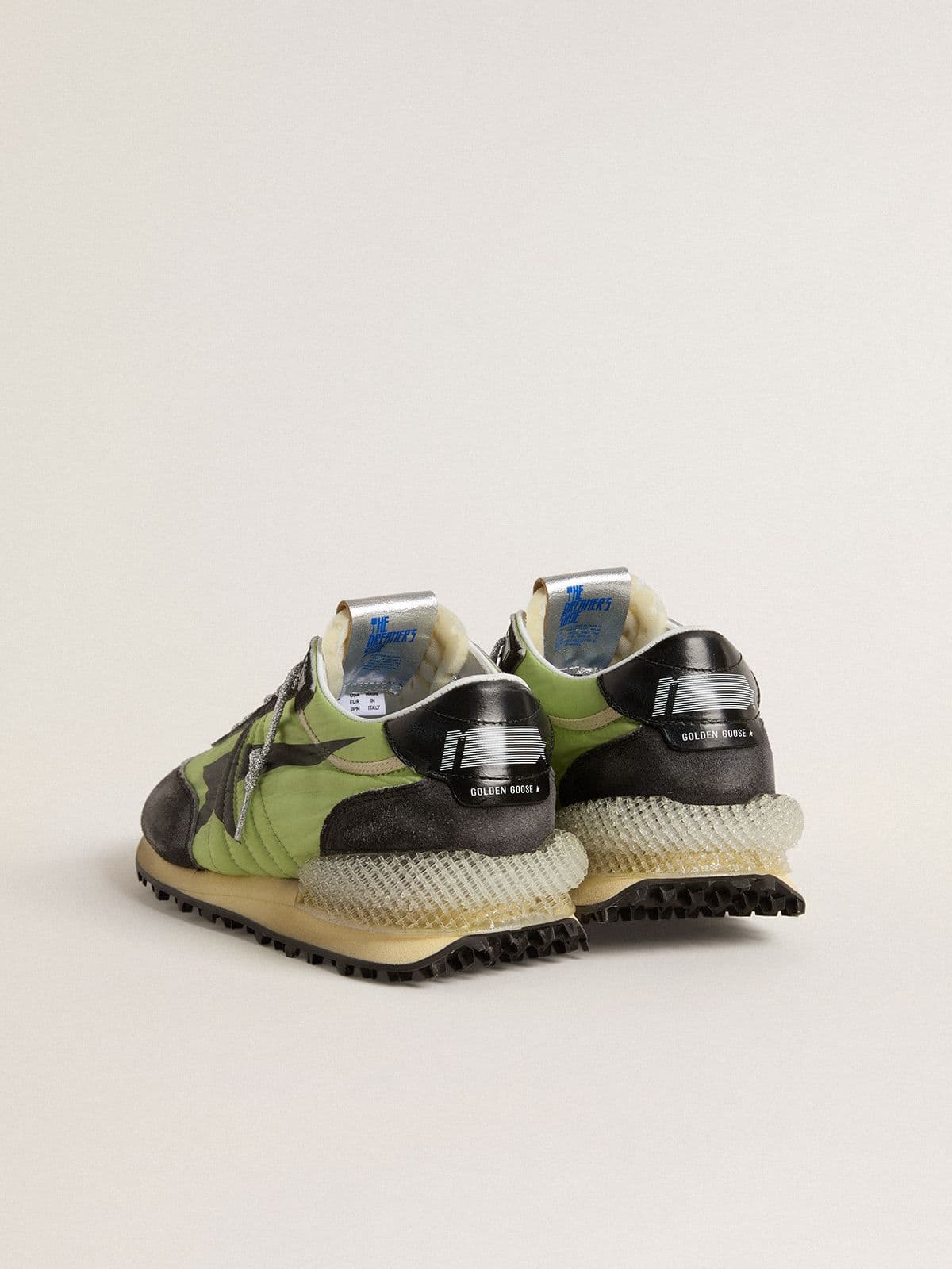 Golden Goose Men's Marathon with green nylon upper and black star