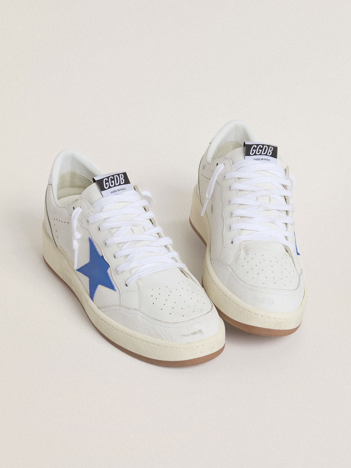 Golden Goose Ball Star with light blue leather star and silver foiled leather heel tab