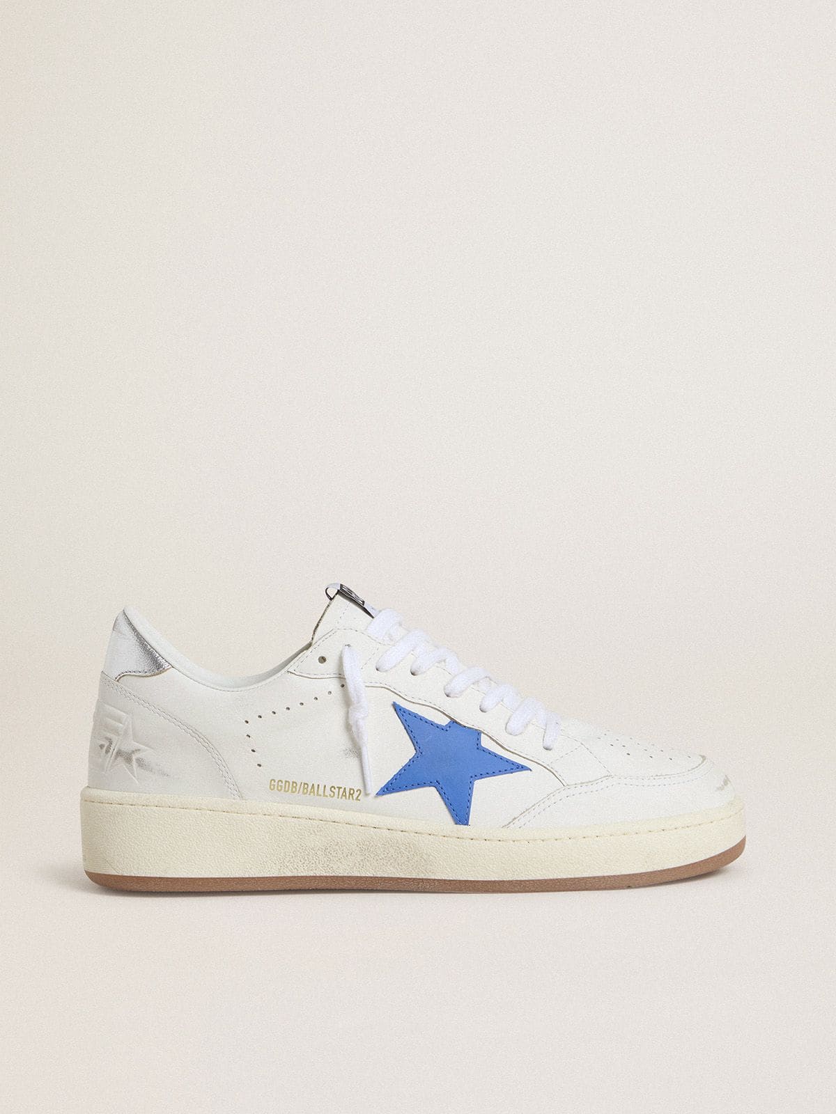 Golden Goose Ball Star with light blue leather star and silver foiled leather heel tab