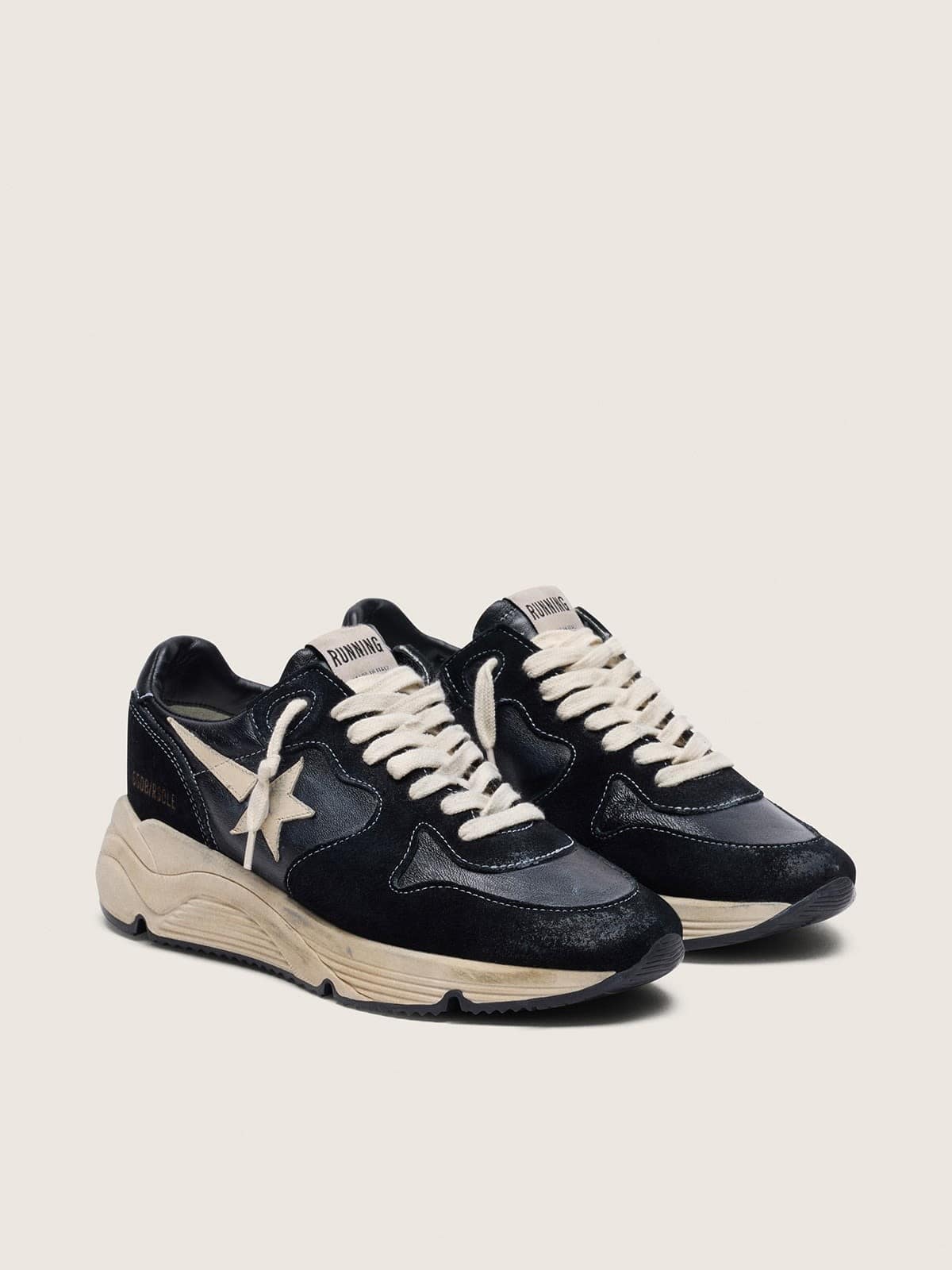 Golden Goose Women's Running Sole in black nappa and suede