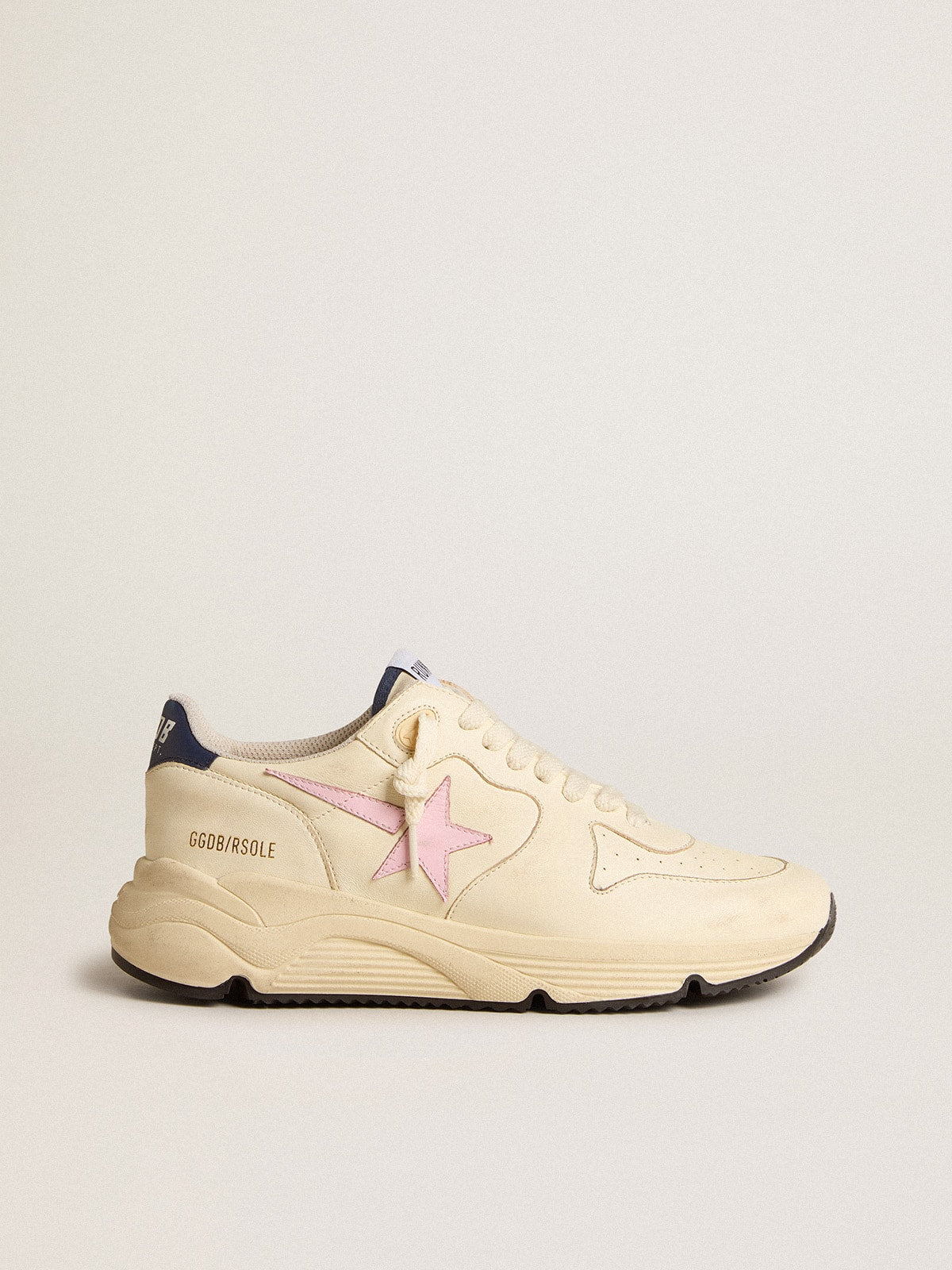 Golden Goose Women's Running Sole in nappa leather with pink leather star and blue leather heel tab