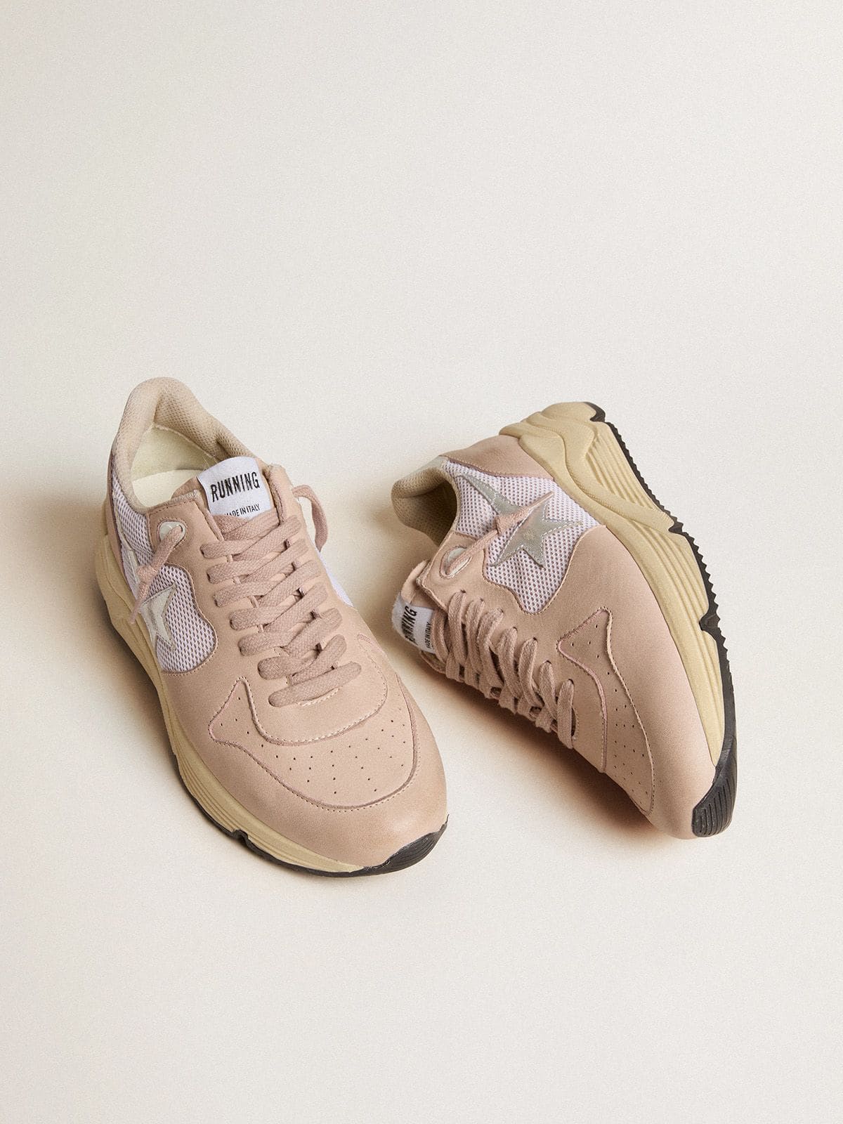 Golden Goose Women’s Running Sole in mesh and nubuck with silver metallic leather star