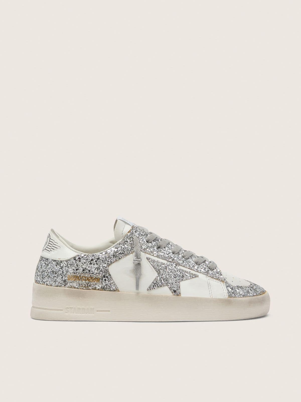 Golden Goose Women's Stardan in white leather and glitter