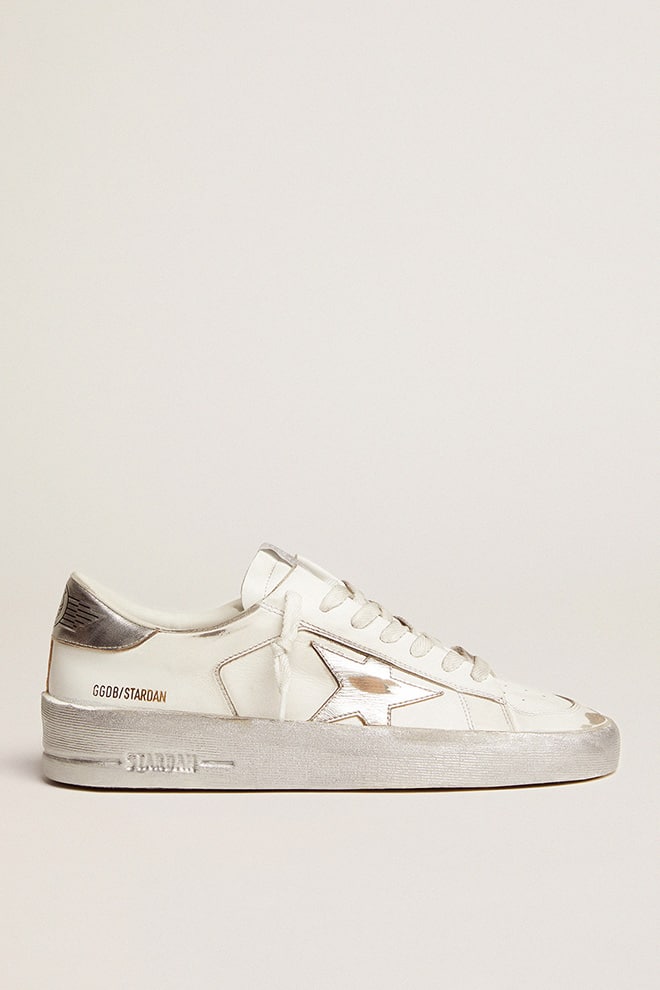 Golden Goose Stardan sneakers with silver metallic leather star and heel tab