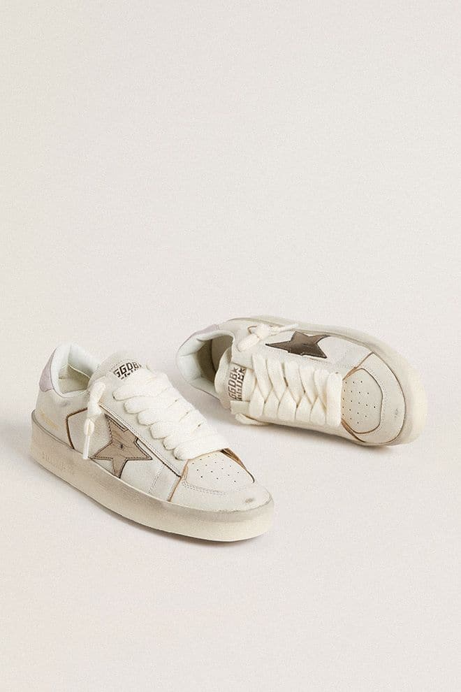Golden Goose Stardan in nappa leather with metallic silver leather star and pink suede heel tab