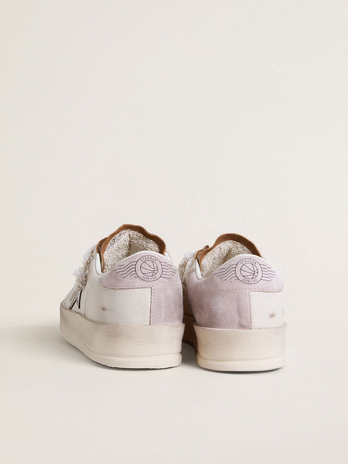 Golden Goose Stardan in nappa leather with metallic silver leather star and pink suede heel tab