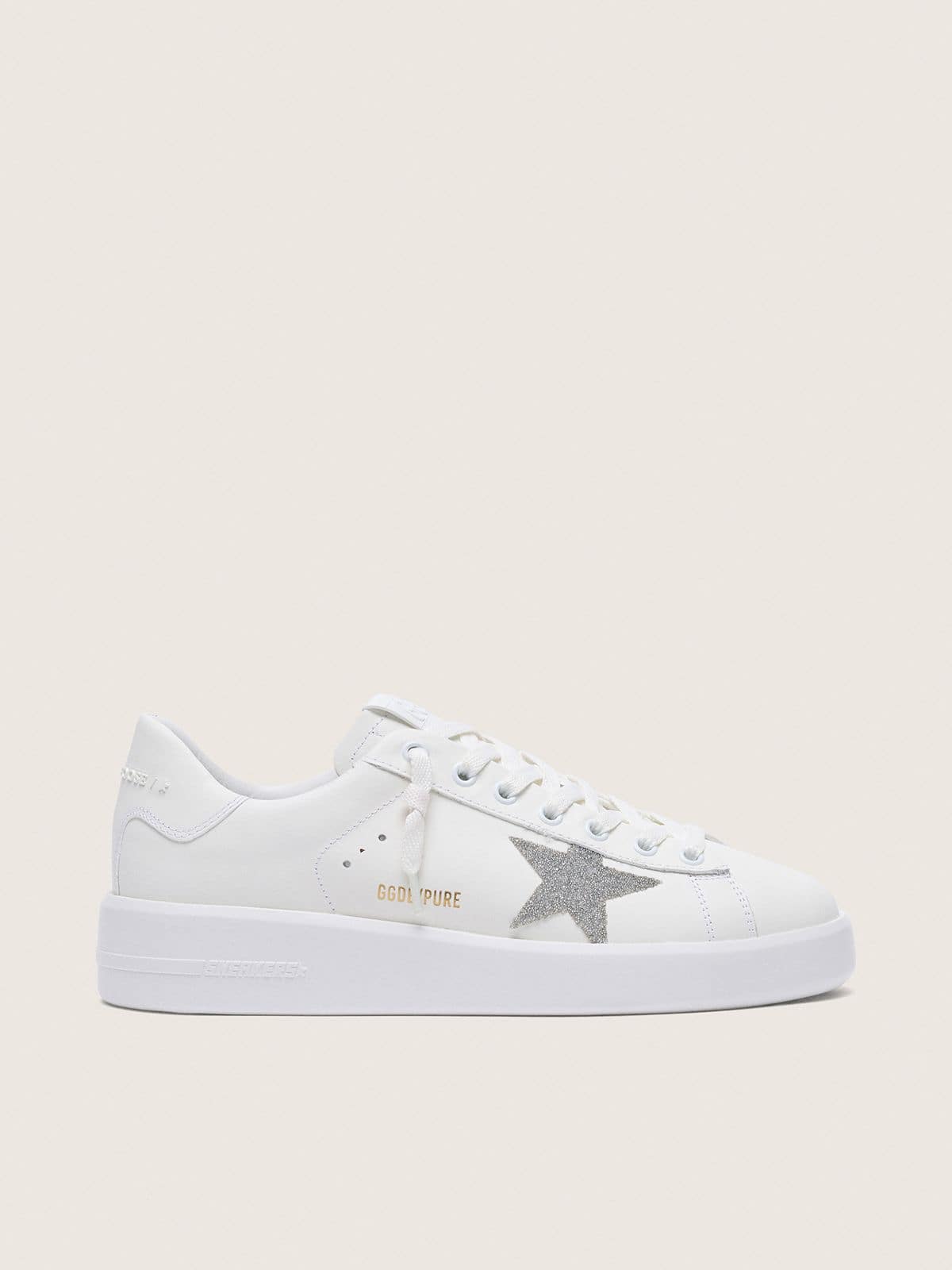 Golden Goose Women’s Purestar in white leather with silver Swarovski crystal star