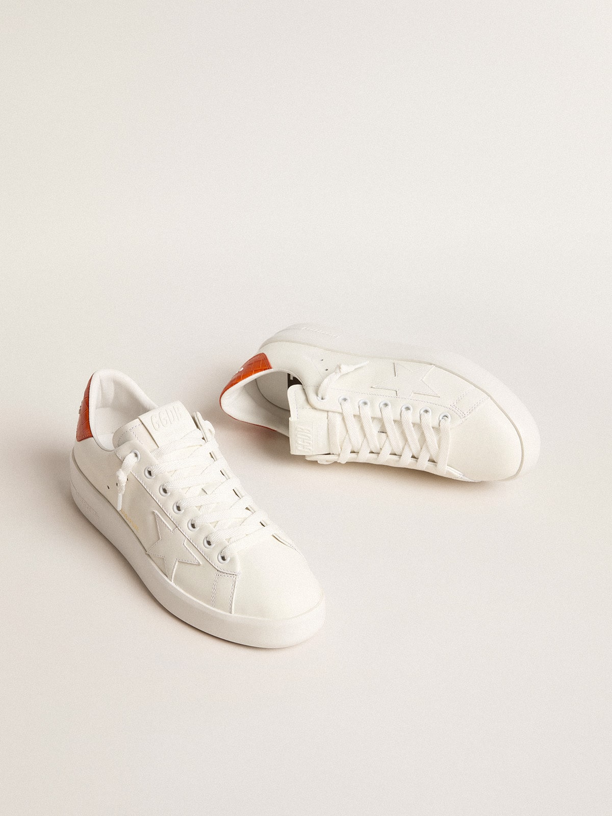 Golden Goose Women’s Purestar with white leather star and orange heel tab