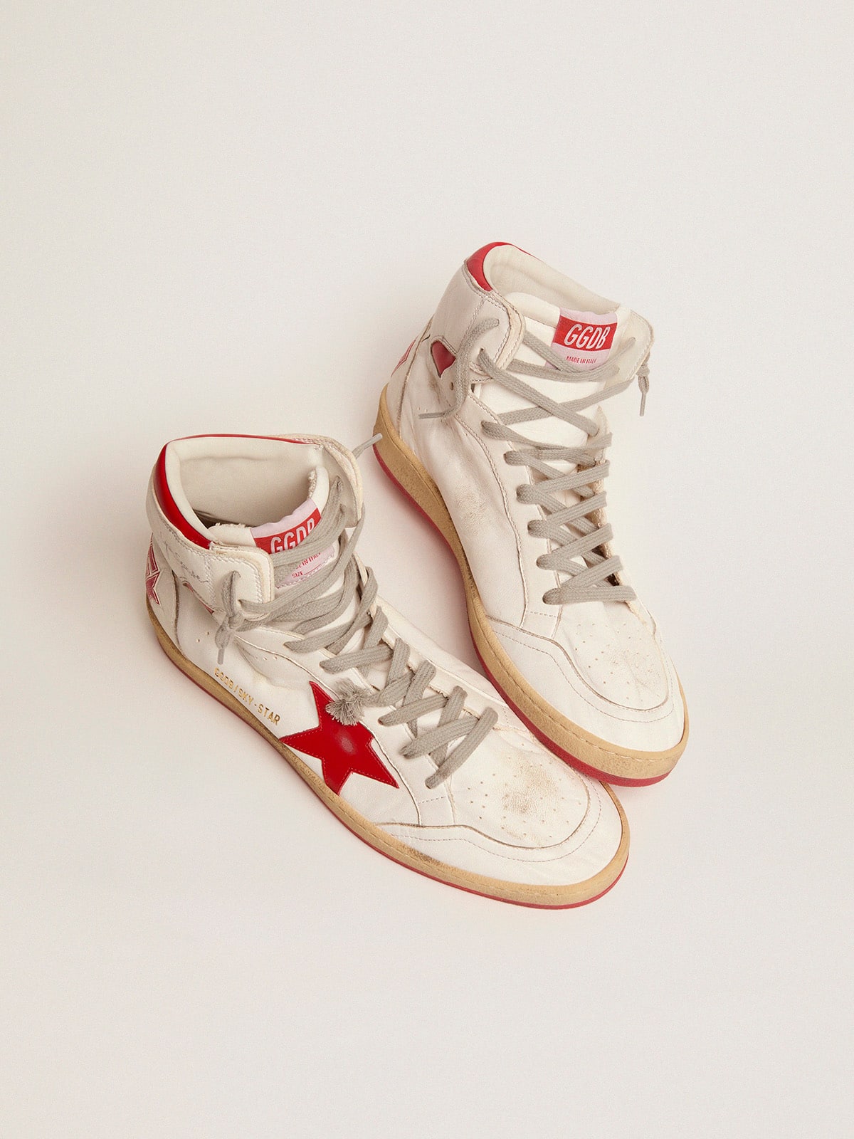 Golden Goose Women's Sky-Star in white nappa with red star and heel tab