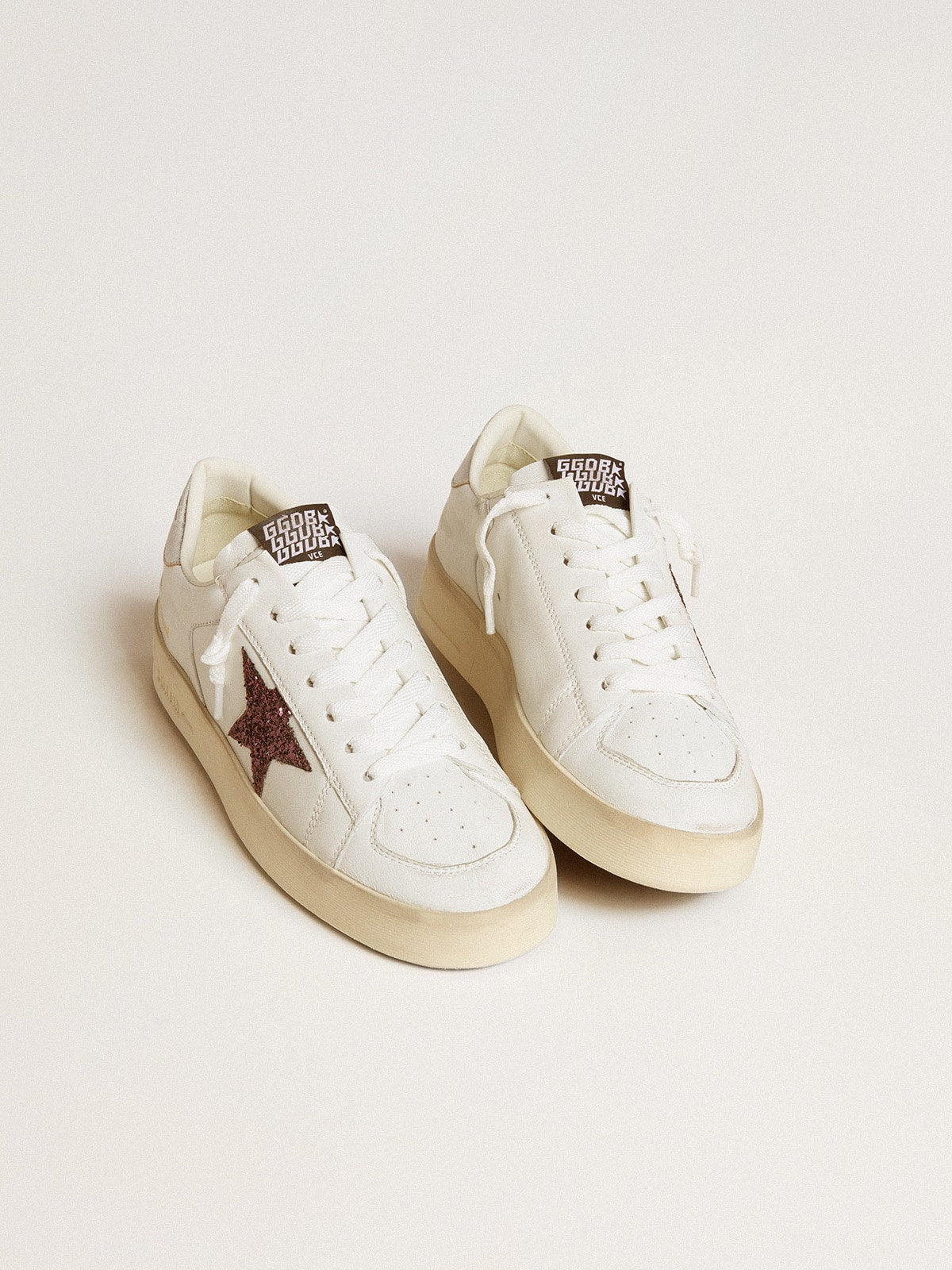 Golden Goose Women's Stardan in nappa with glitter star and metallic leather heel tab