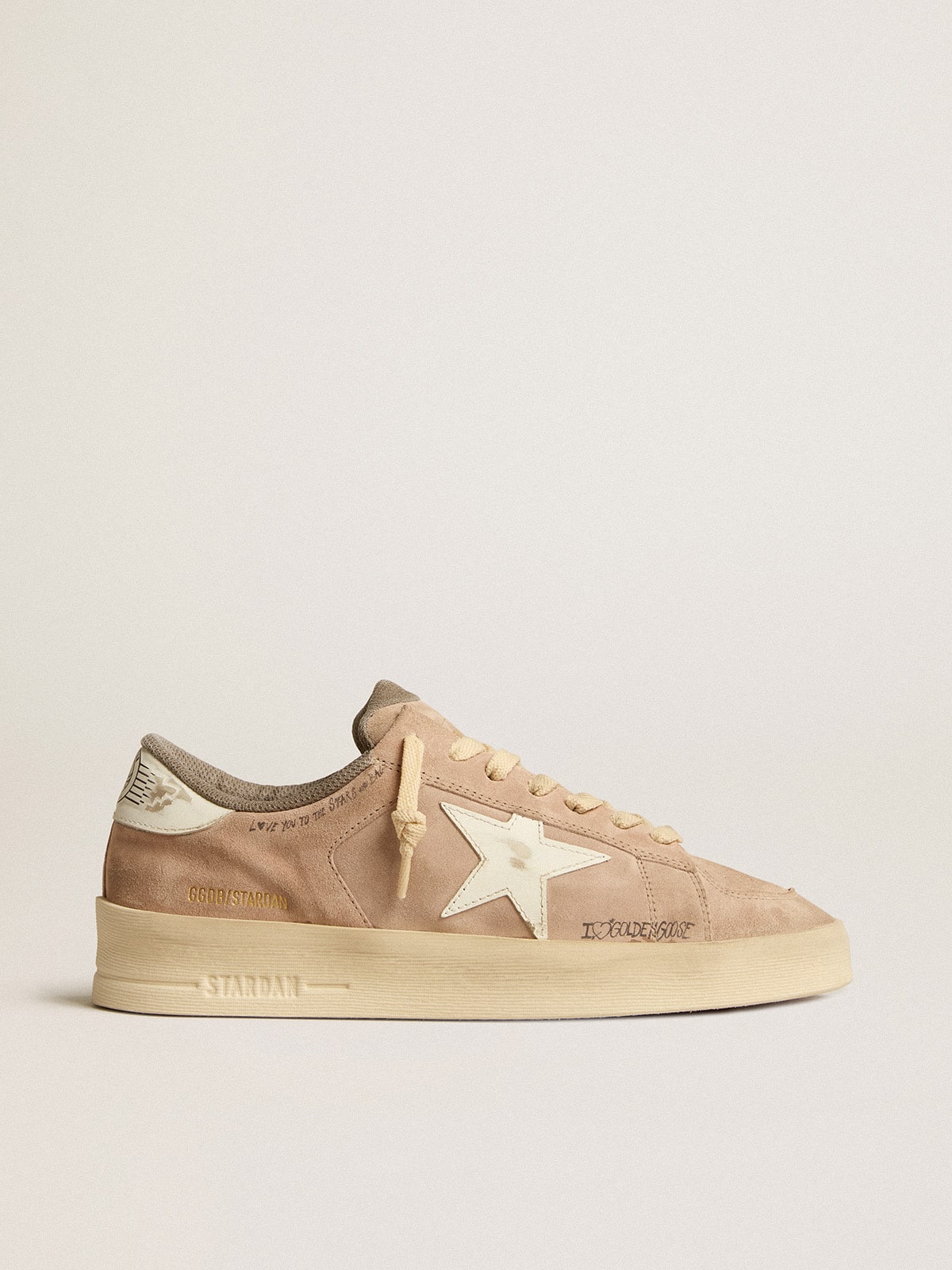 Golden Goose Women's Stardan in old rose suede with white leather star and heel tab