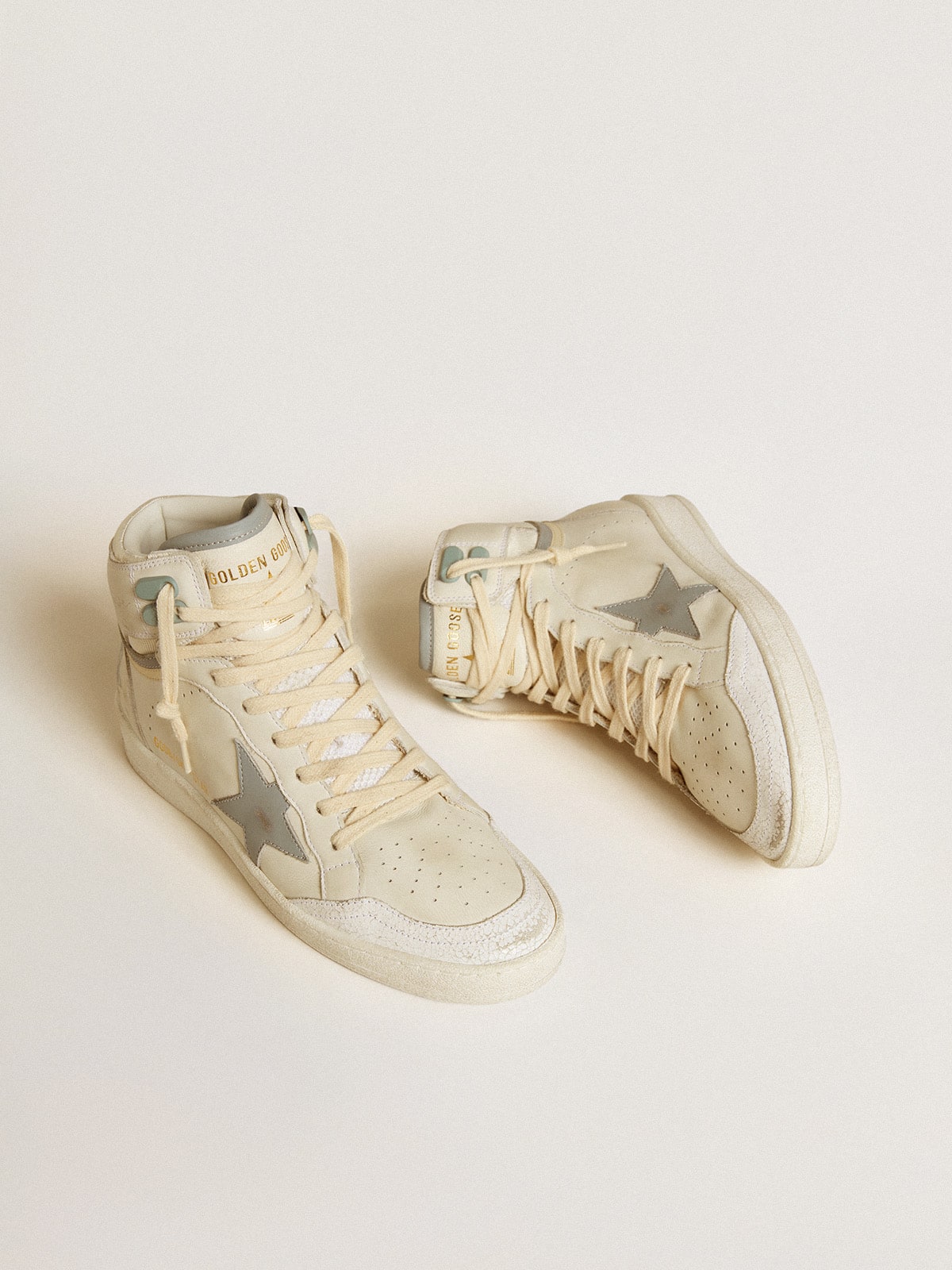 Golden Goose Women's Sky-Star in leather with light blue leather star and white heel tab