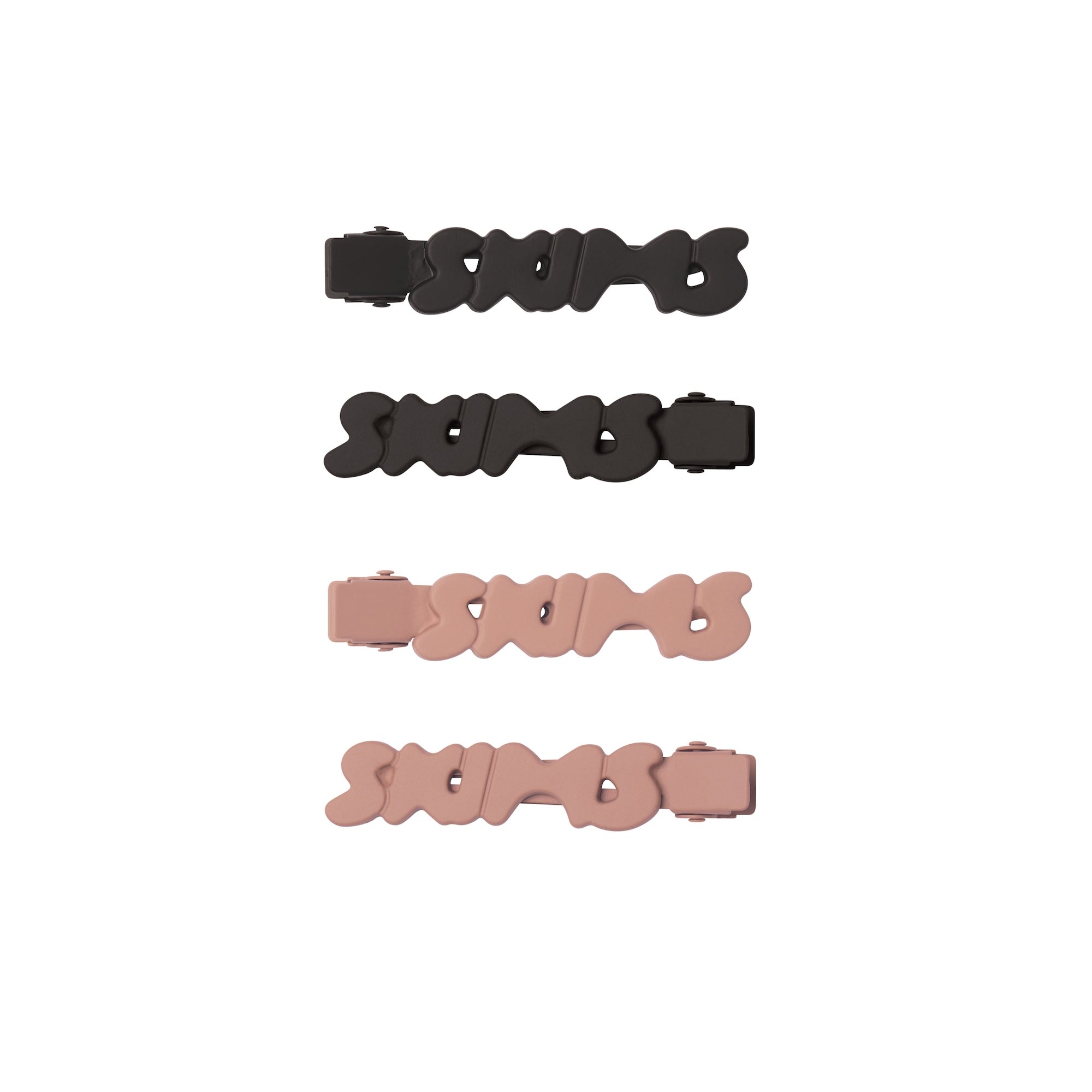SKIMS GETTING READY ACCESSORIES MATTE LOGO NO-CREASE HAIR CLIP 4-PACK | SIENNA AND ONYX