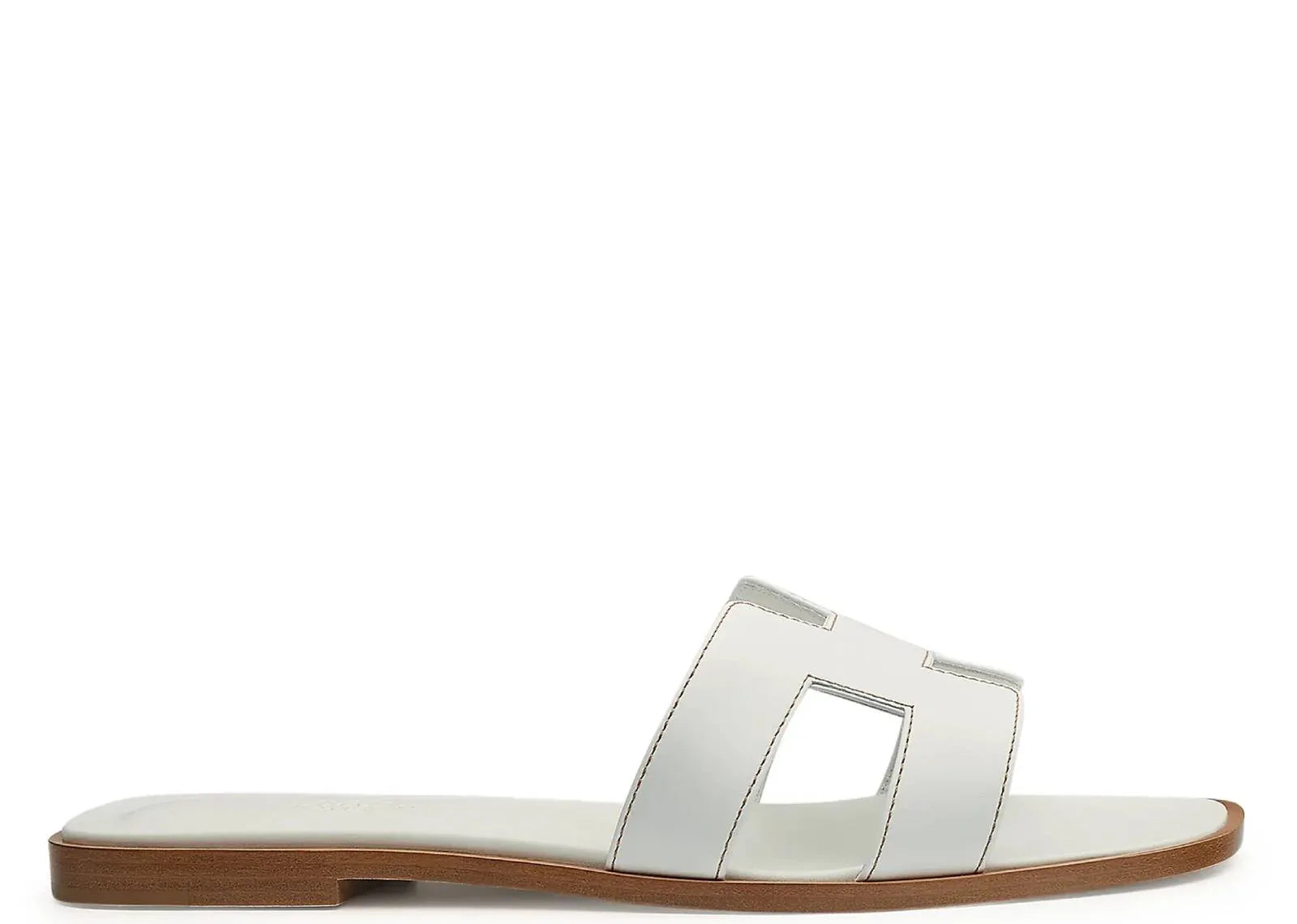 Hermes Oran Sandal Blanc Box Calfskin Leather - My Suti