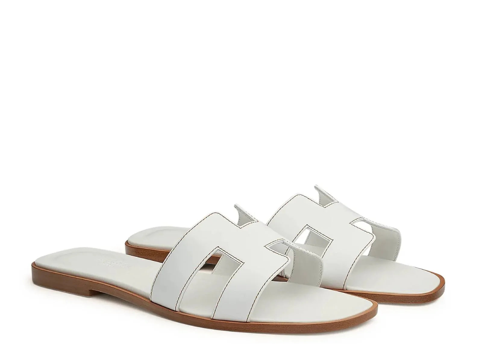 Hermes Oran Sandal Blanc Box Calfskin Leather - My Suti