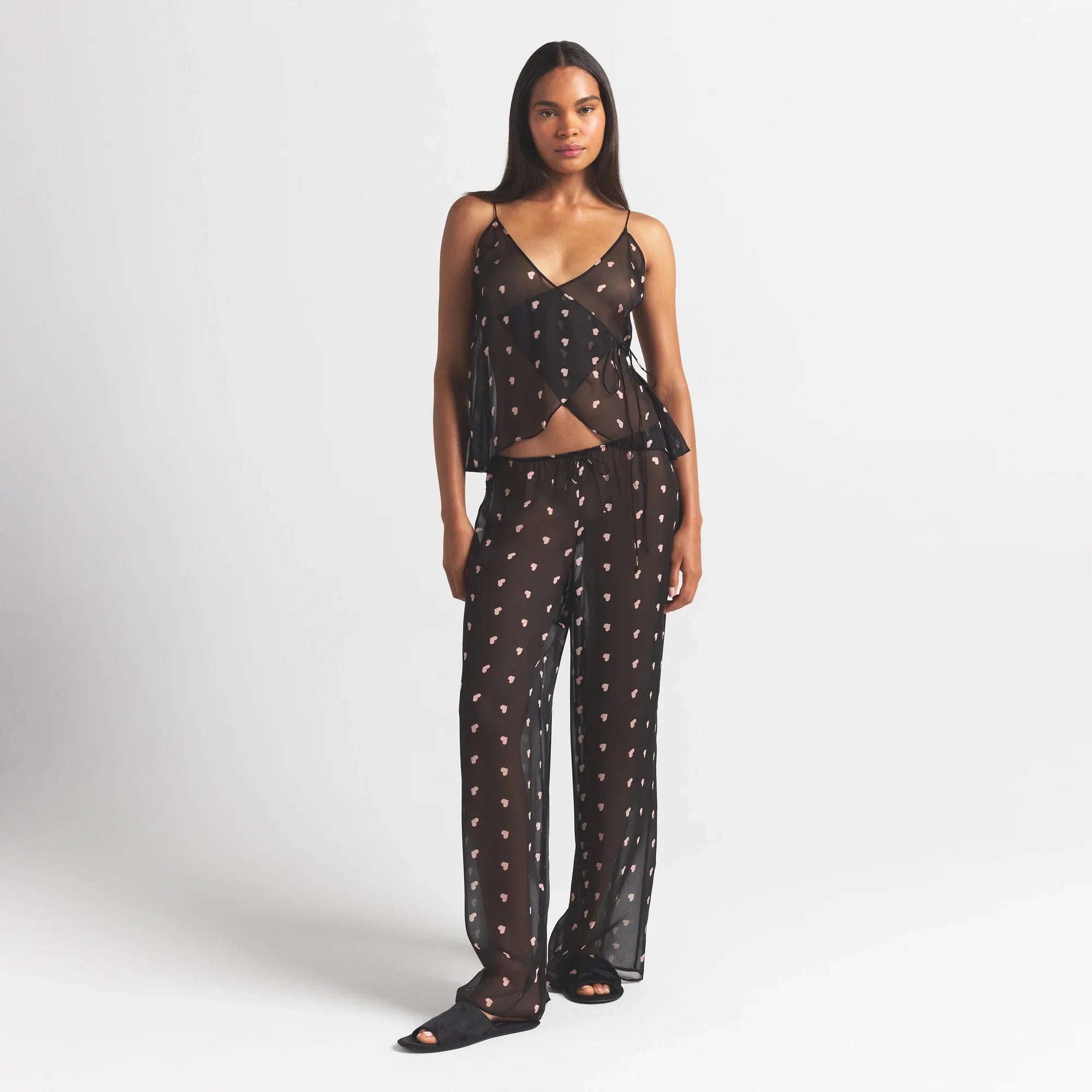 SKIMS ROMANCE WIDE LEG PANT | OBSIDIAN SPACED HEARTS