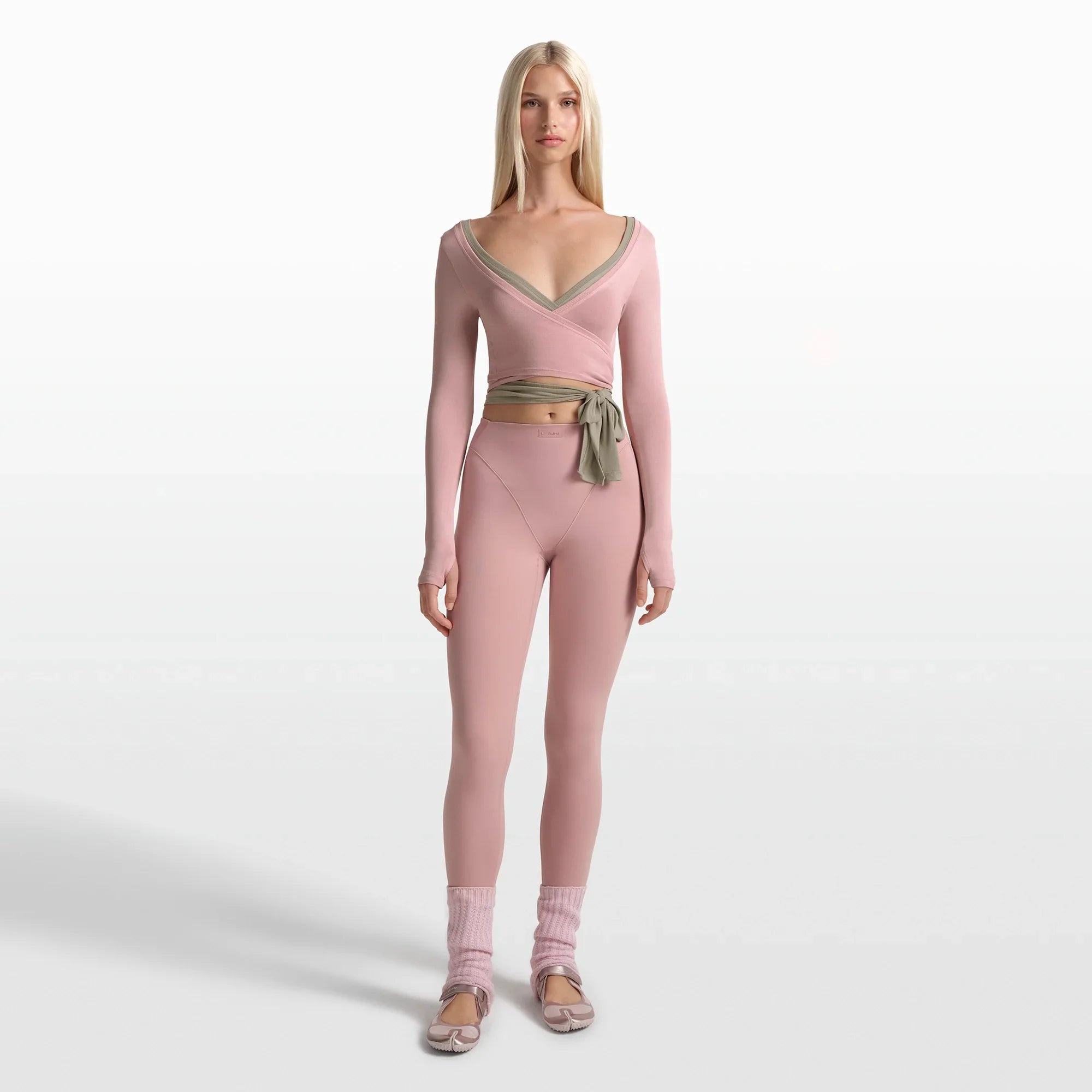 NikeSKIMS STRETCH KNIT WRAP LONG SLEEVE CROPPED TOP | HIMALAYAN