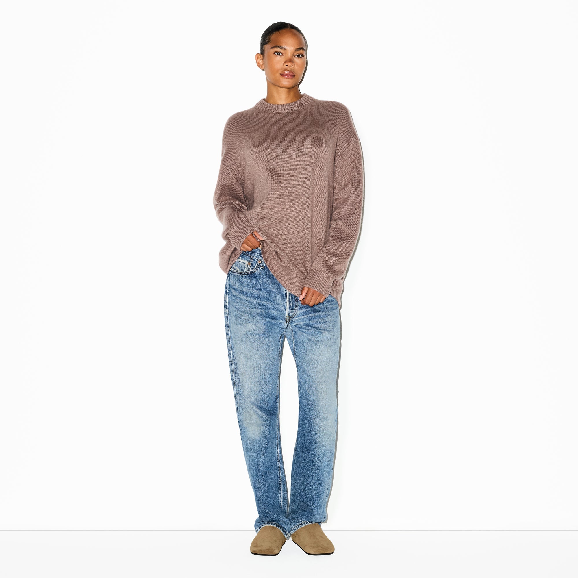 SKIMS CASHMERE OVERBedenD SWEATER | UMBER