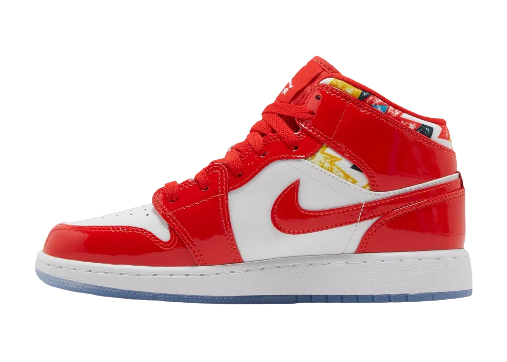 Nike Air Jordan 1 Mid Barcelona Sweater Red Patent (GS) - My Suti