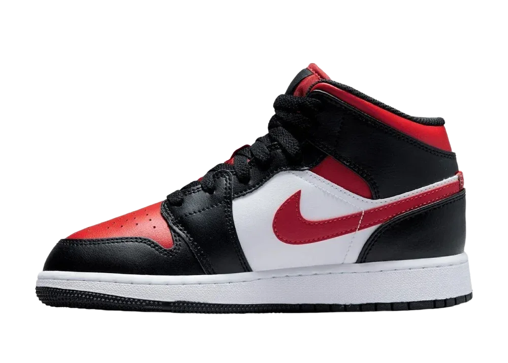 Nike Air Jordan 1 Mid Black Fire Red (GS) - My Suti