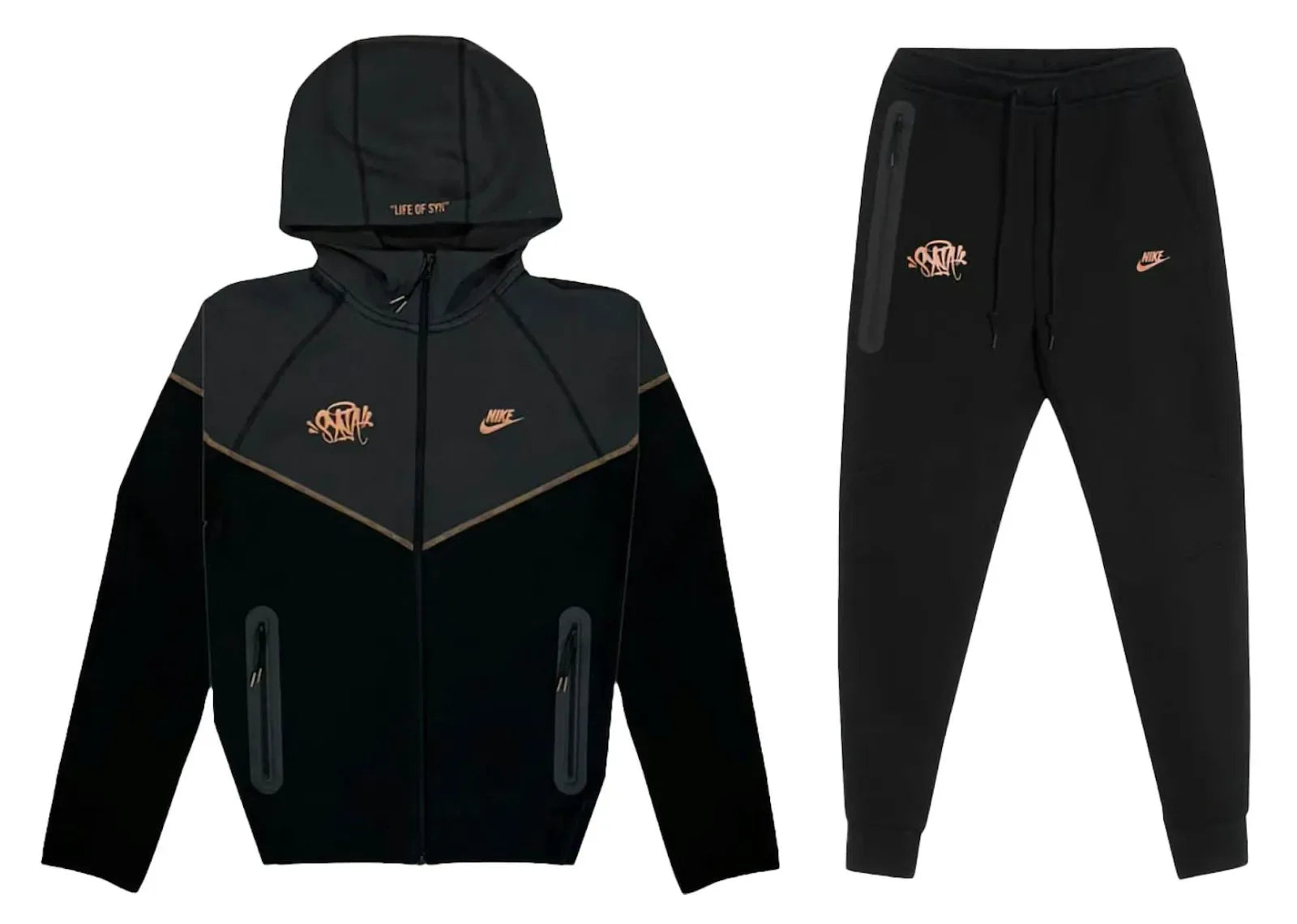 Nike Sportswear x Central Cee Tech Fleece Hoodie & Joggers Set Black - My Suti
