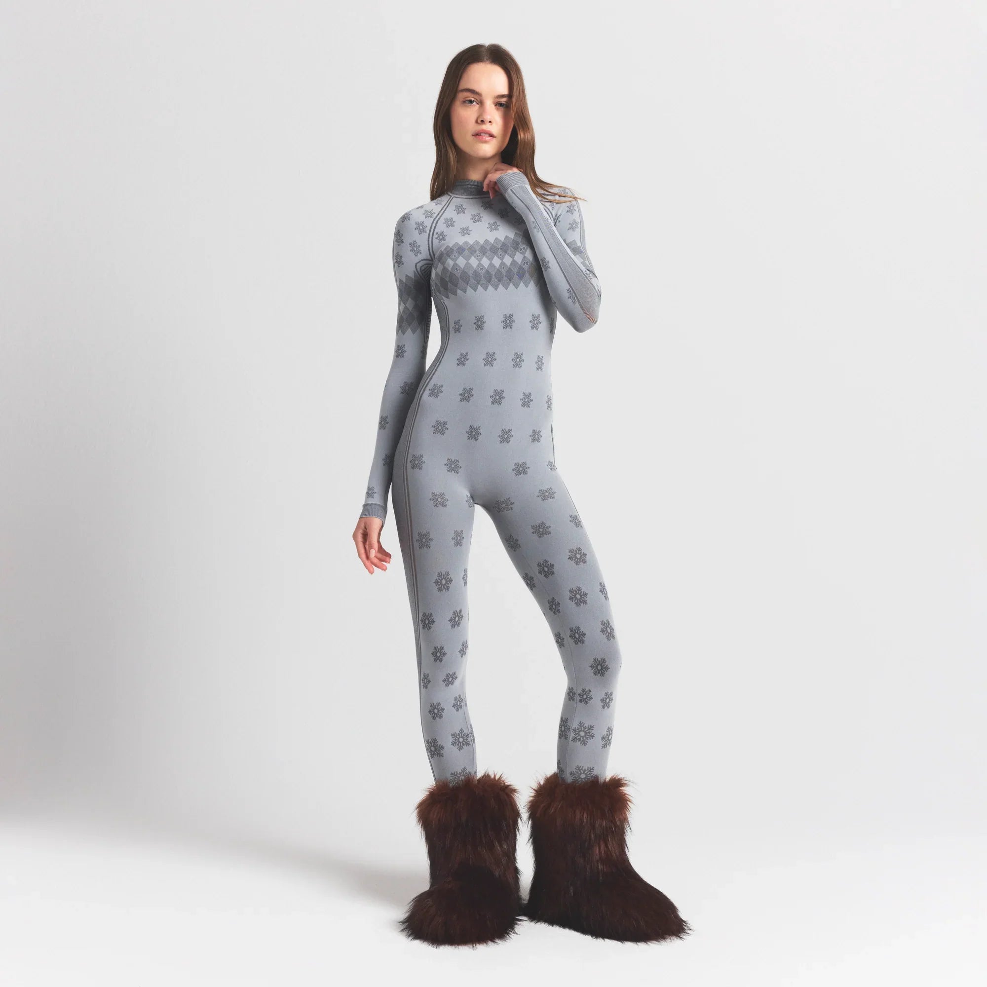 SKIMS FIRST LAYERS TURTLENECK CATSUIT | MIRROR WINTER FAIR ISLE