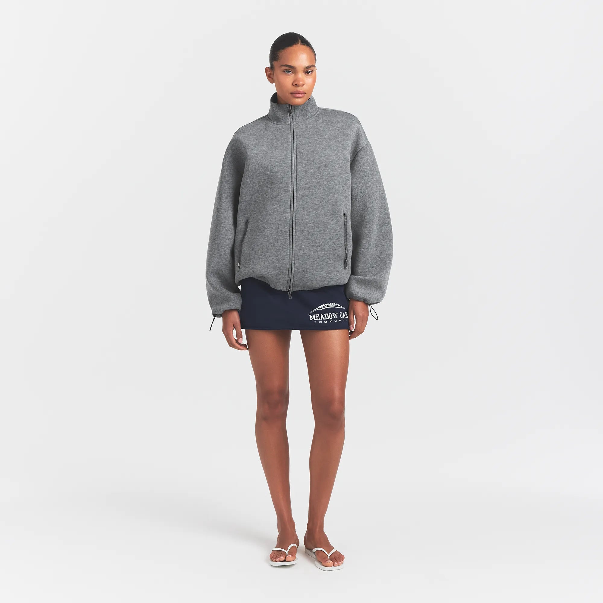 SKIMS NEOPRENE OUTERWEAR OVERBedenD MOCK NECK JACKET | DARK HEATHER GREY