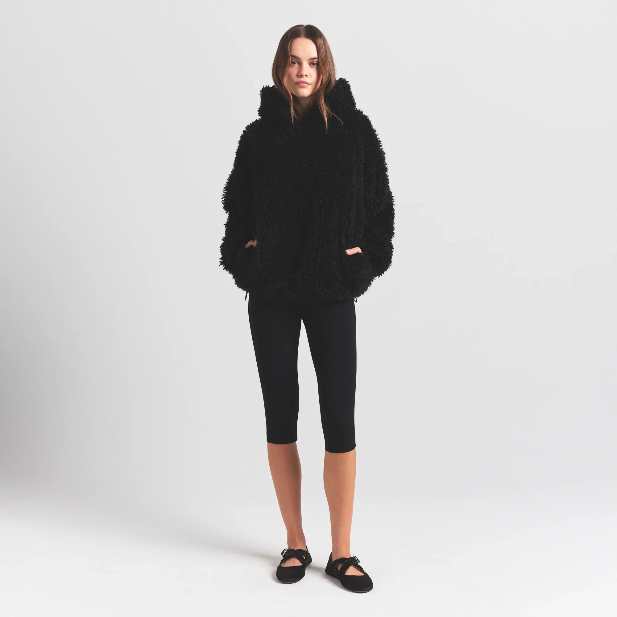 SKIMS FAUX FUR HOODIE | ONYX