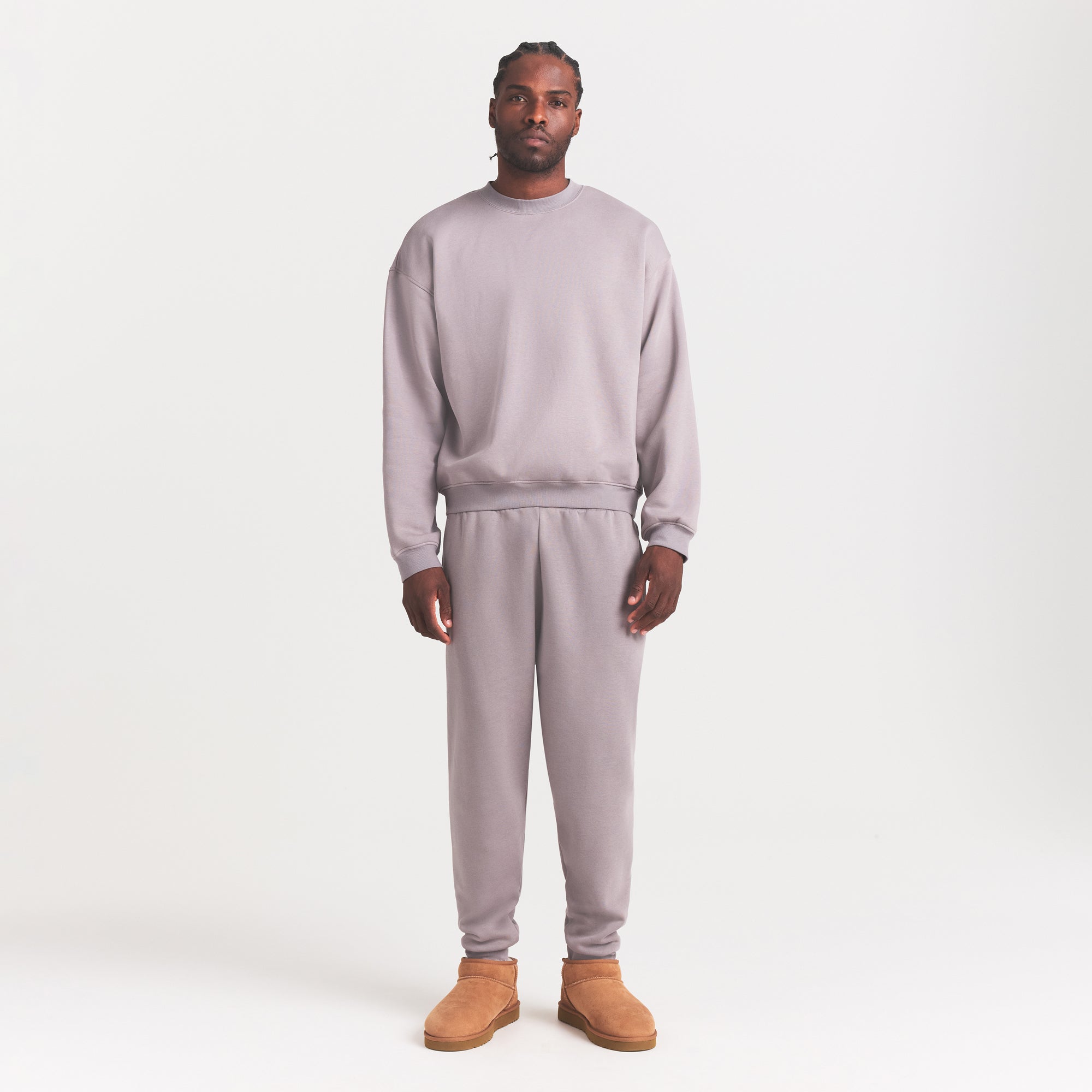 SKIMS FLEECE LOUNGE MENS RELAXED CREWNECK | SHADOW