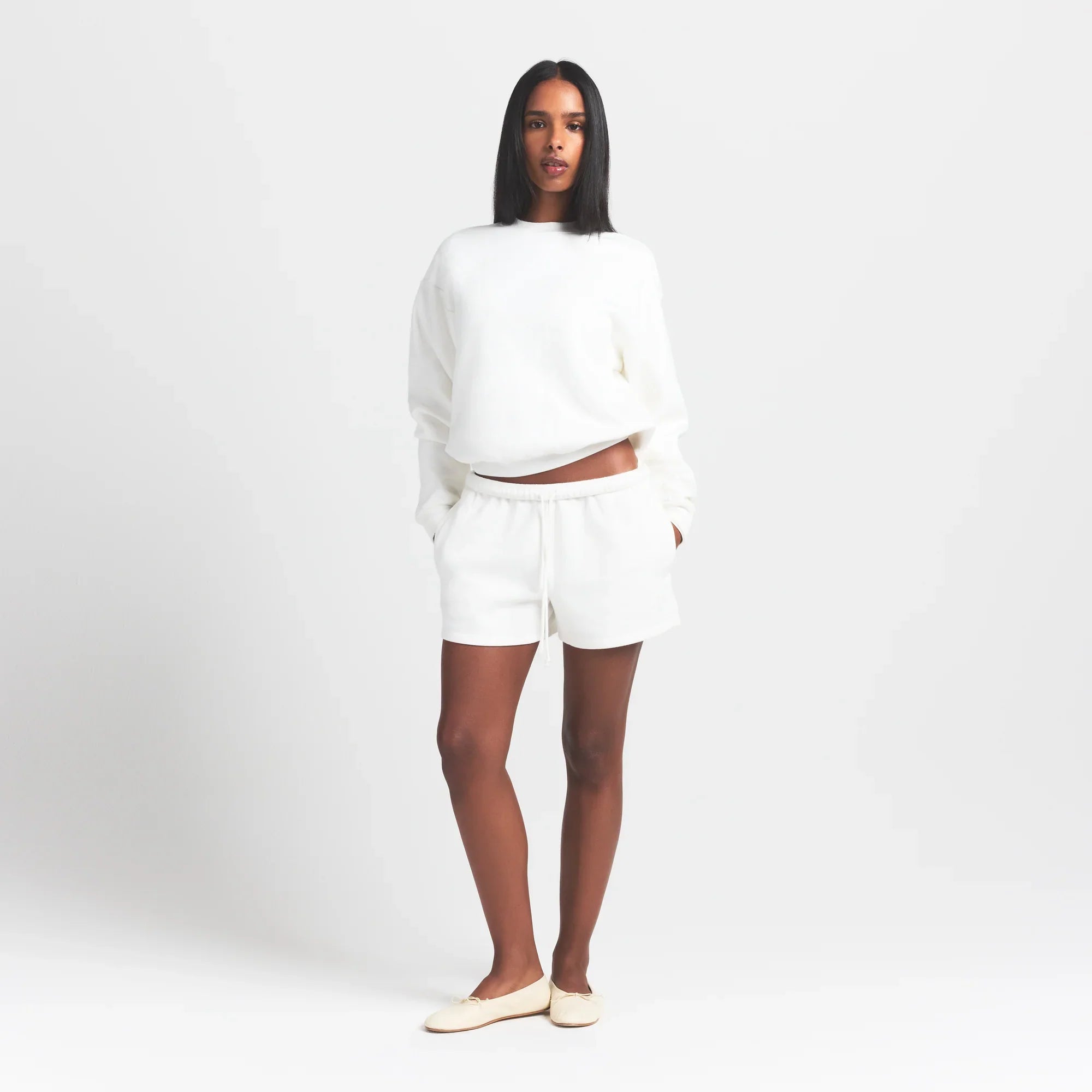 SKIMS COTTON FLEECE CLASSIC CREWNECK | MARBLE