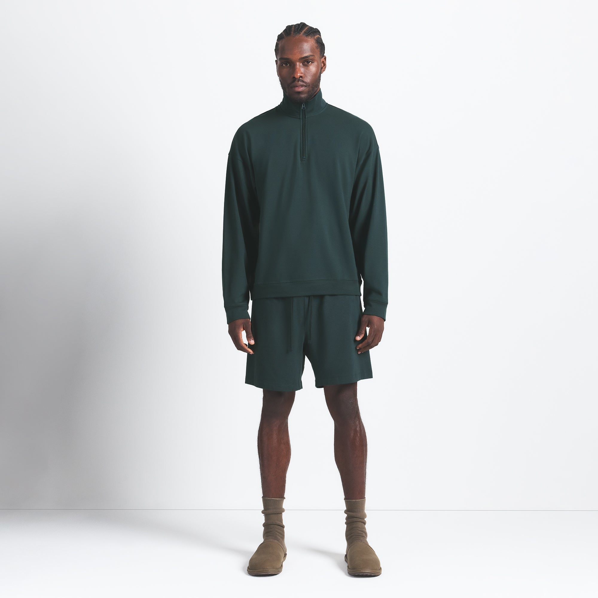 SKIMS JERSEY LOUNGE MENS RELAXED QUARTER ZIP PULLOVER | TINT