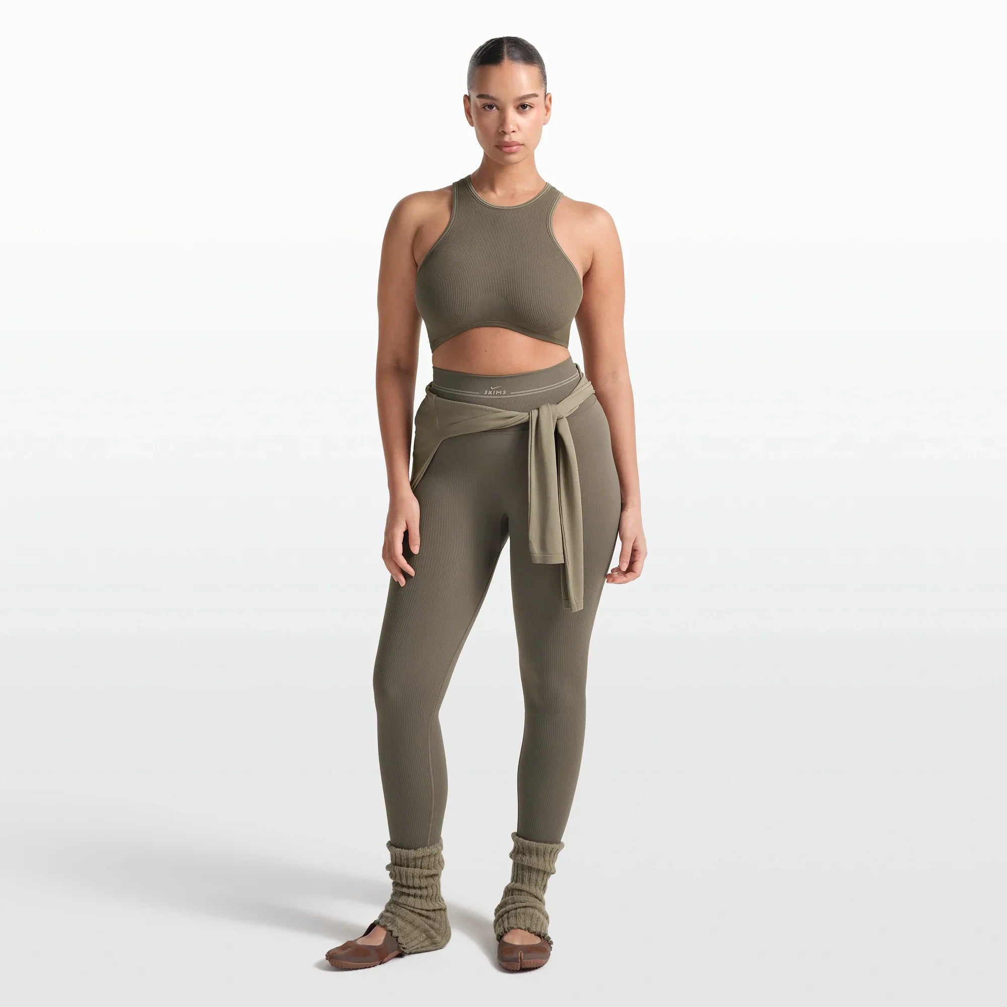 NikeSKIMS RIBBED SEAMLESS 26" LEGGING | DUSTY OAKMOSS