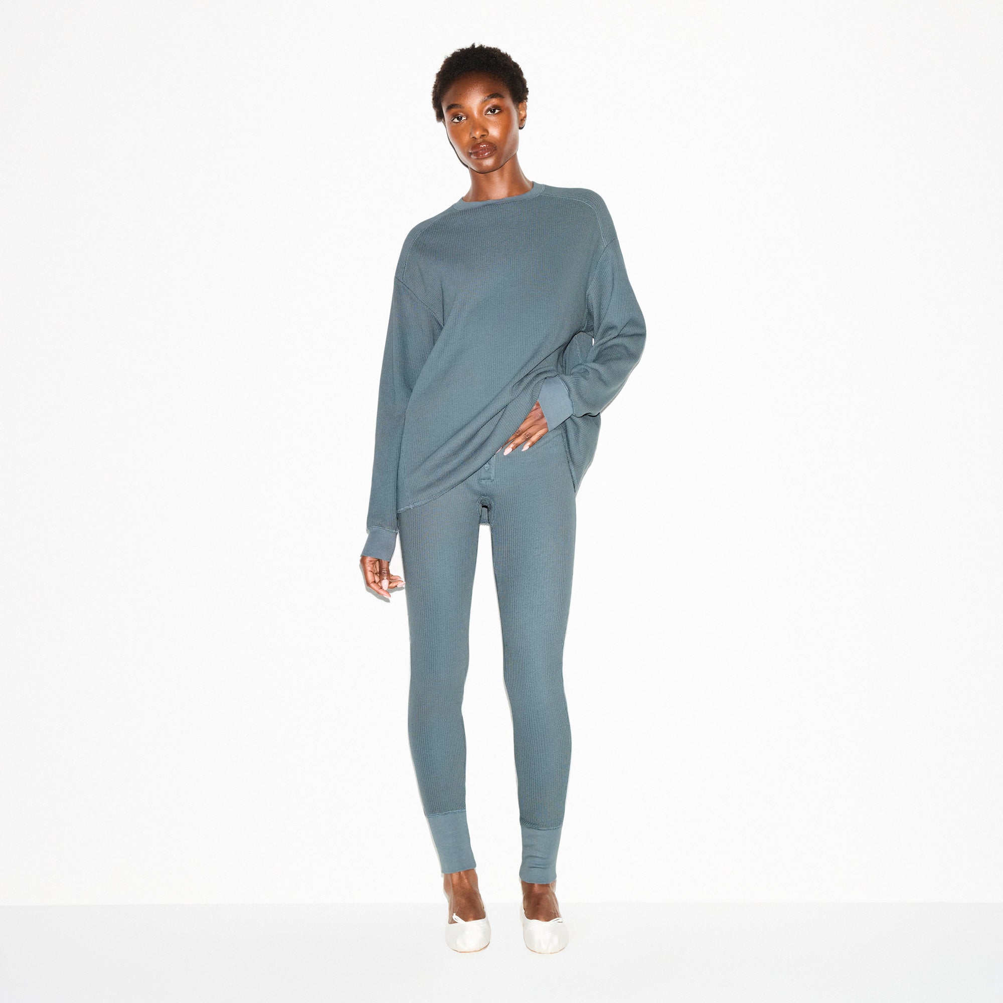 SKIMS HEAVY WAFFLE BUTTON FRONT LEGGING | ZIRCON