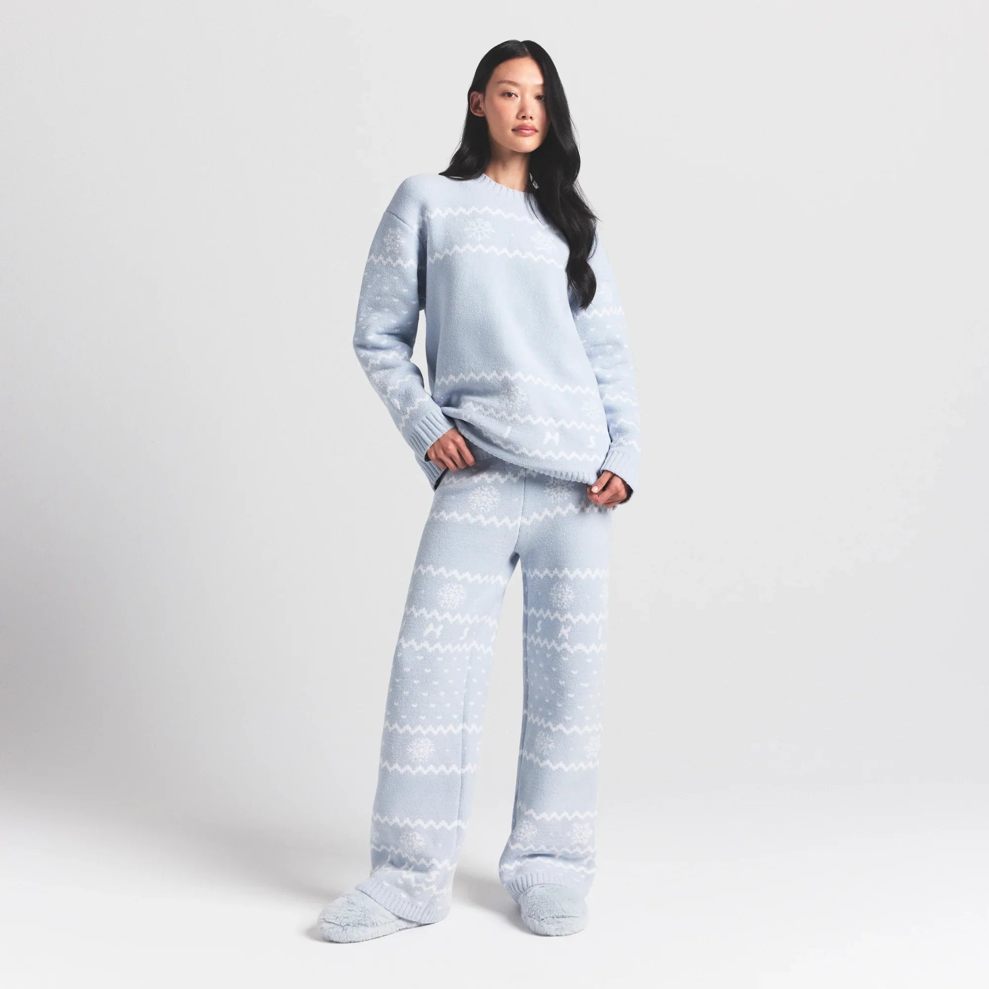 SKIMS COZY LIGHT PANT | ZEN BLUE HEART FAIR ISLE