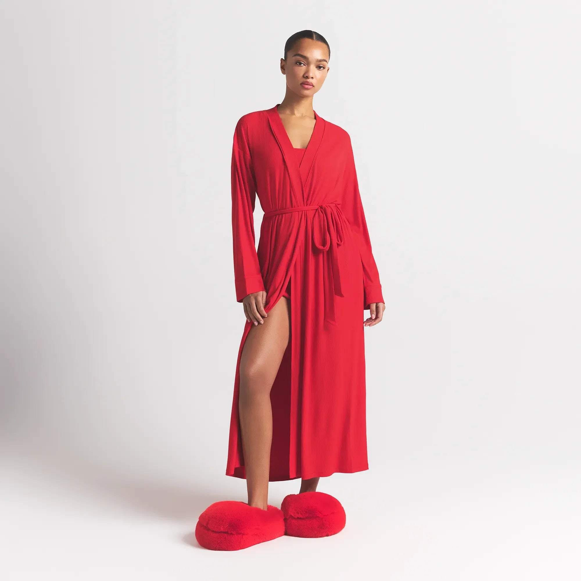 SKIMS SOFT LOUNGE LONG ROBE | CHERRY