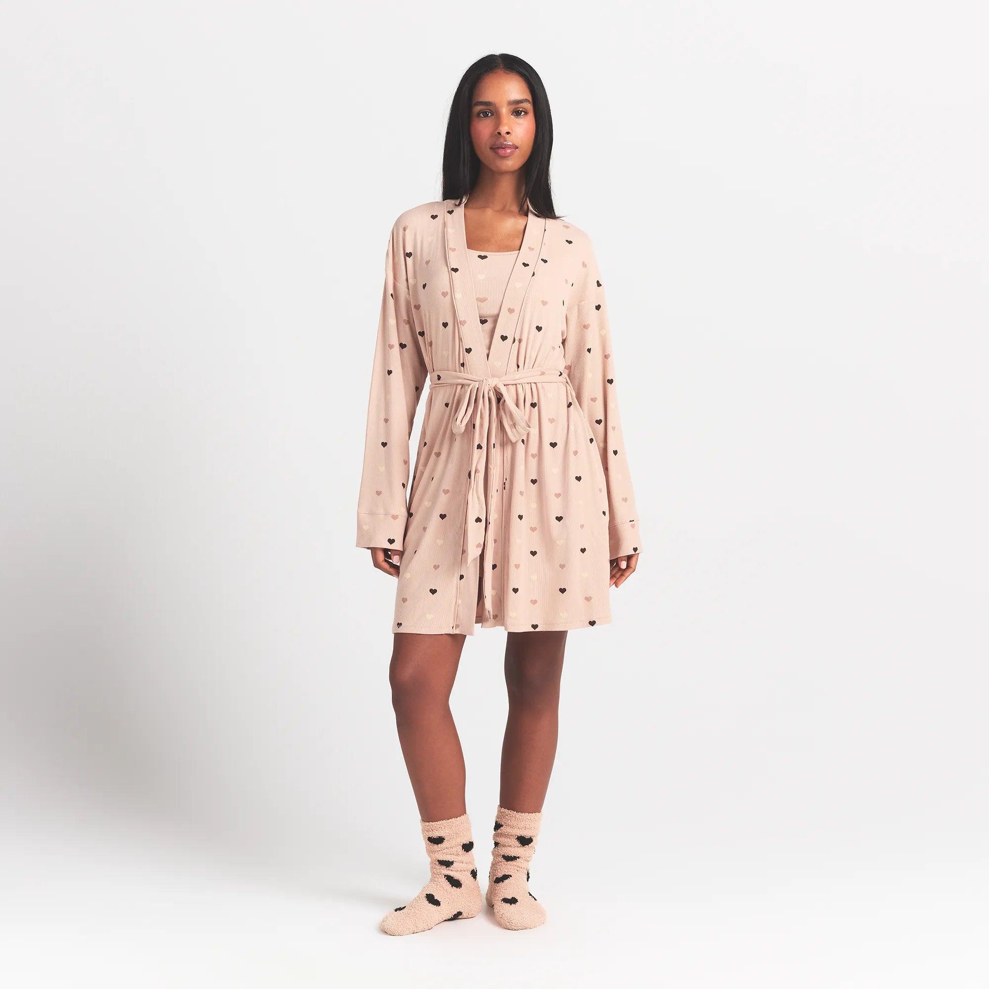 SKIMS SOFT LOUNGE ROBE | MICA MINI HEART HALFDROP