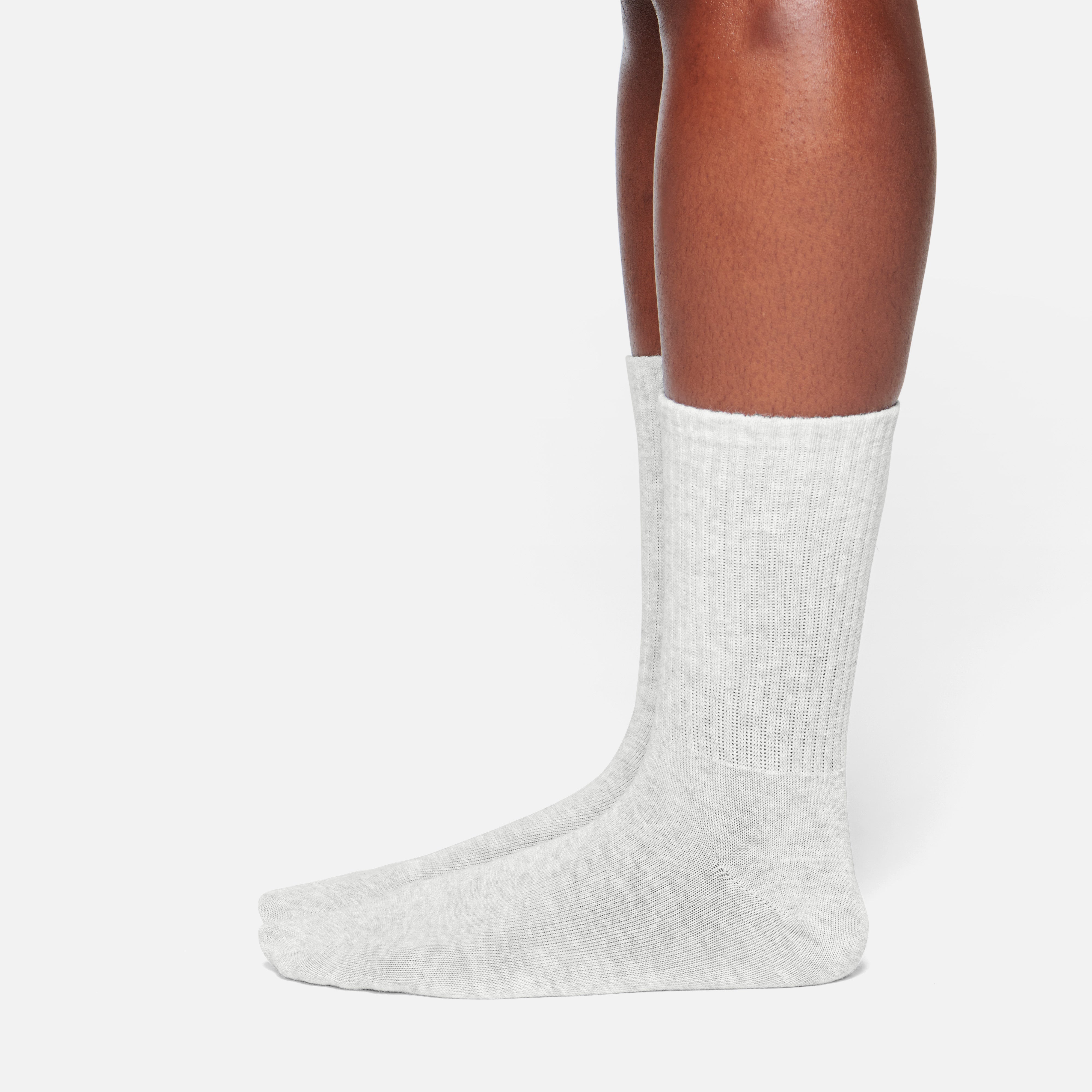 SKIMS RIBBED CREW SOCK | LIGHT HEATHER GREY