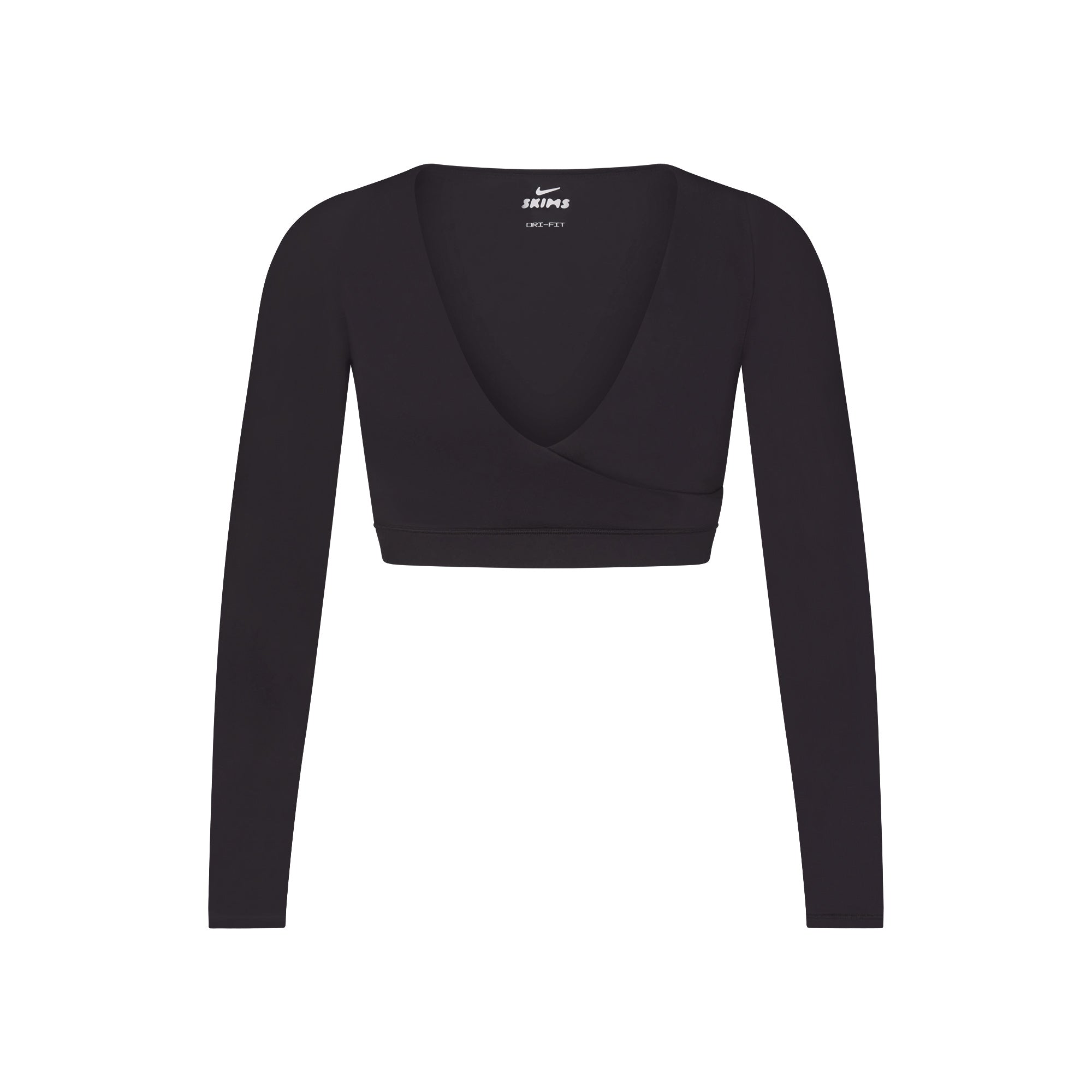 NikeSKIMS MATTE WRAP LONG SLEEVE CROPPED TOP | OBSIDIAN