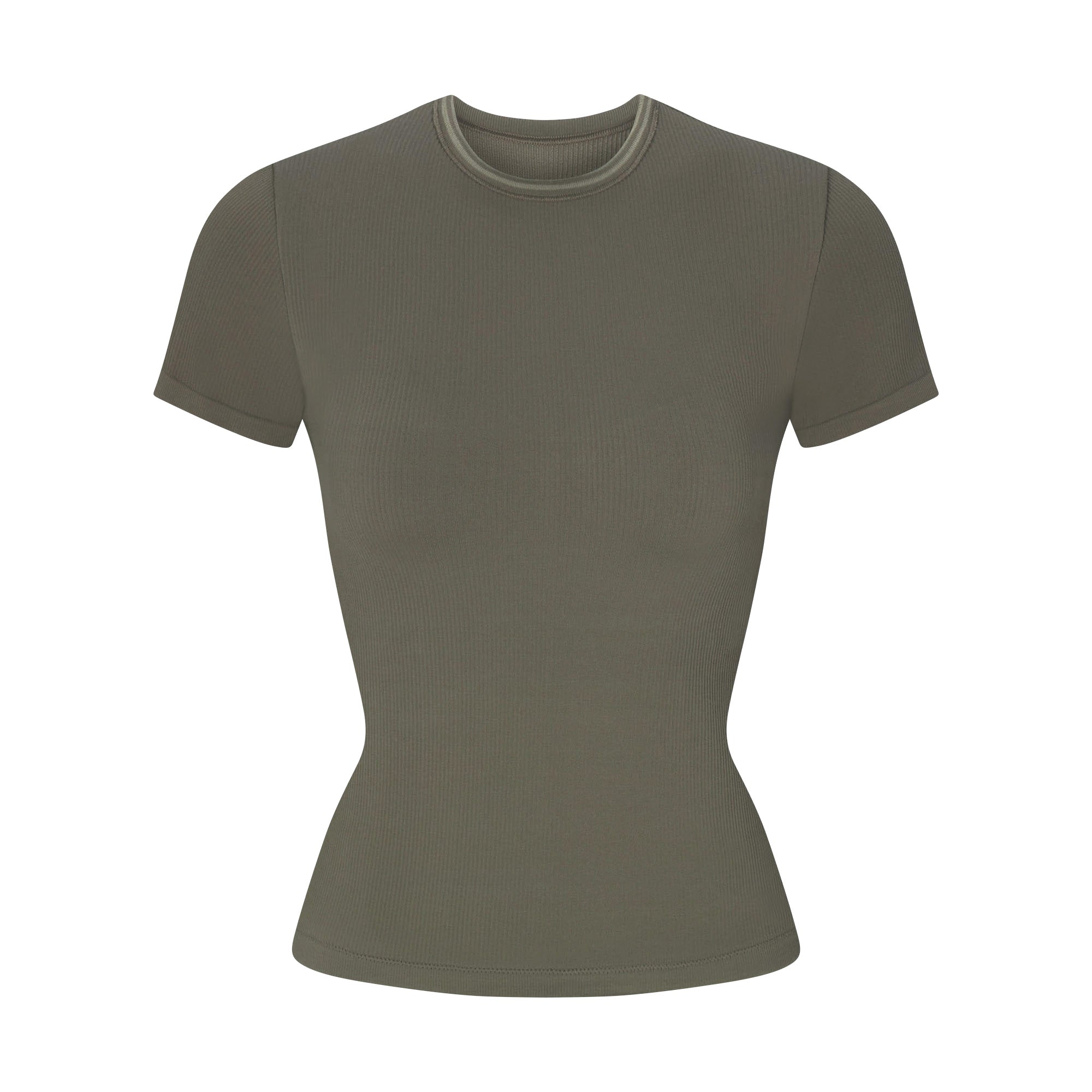 NikeSKIMS RIBBED SEAMLESS BABY TEE | DUSTY OAKMOSS