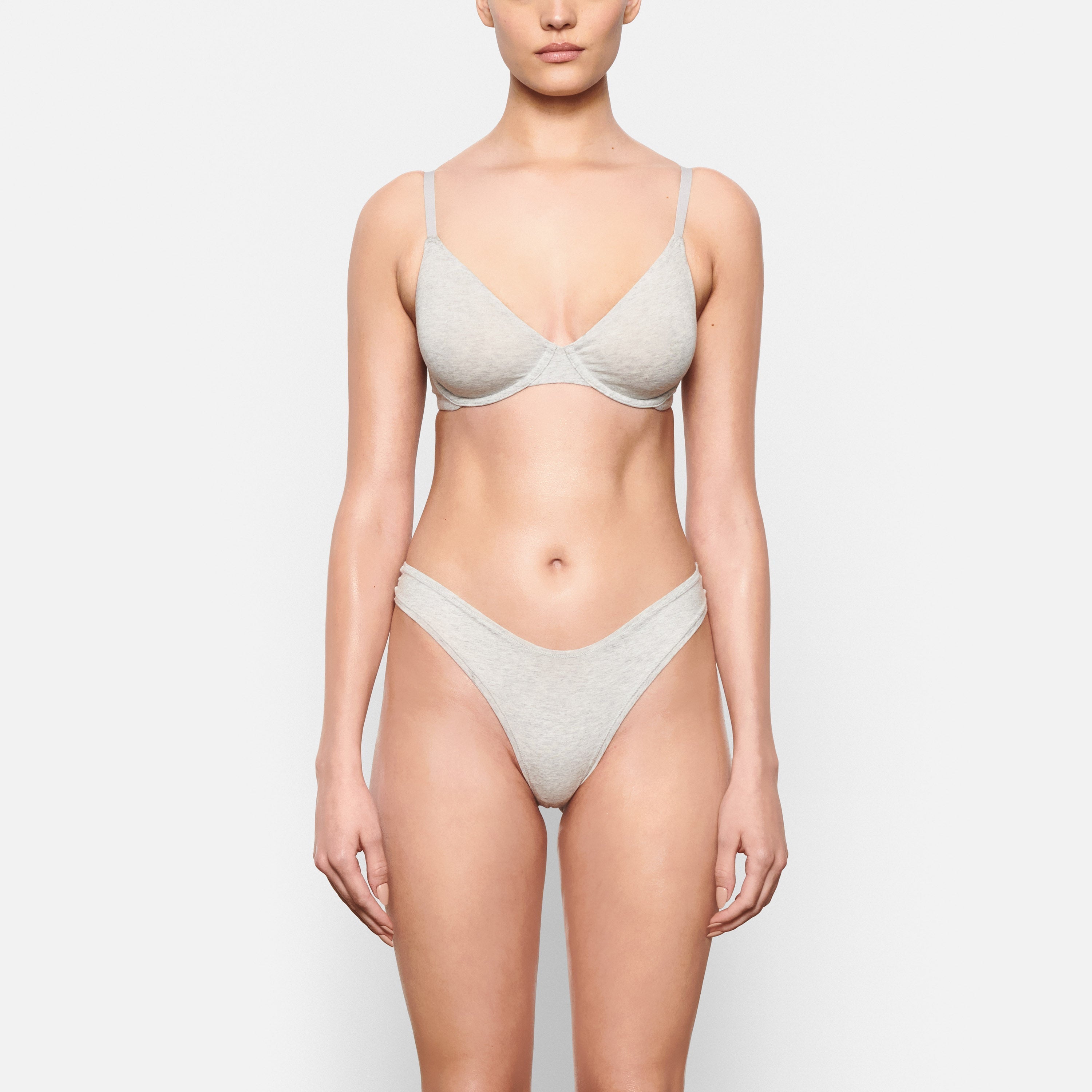 SKIMS COTTON JERSEY T-SHIRT BRA | LIGHT HEATHER GREY